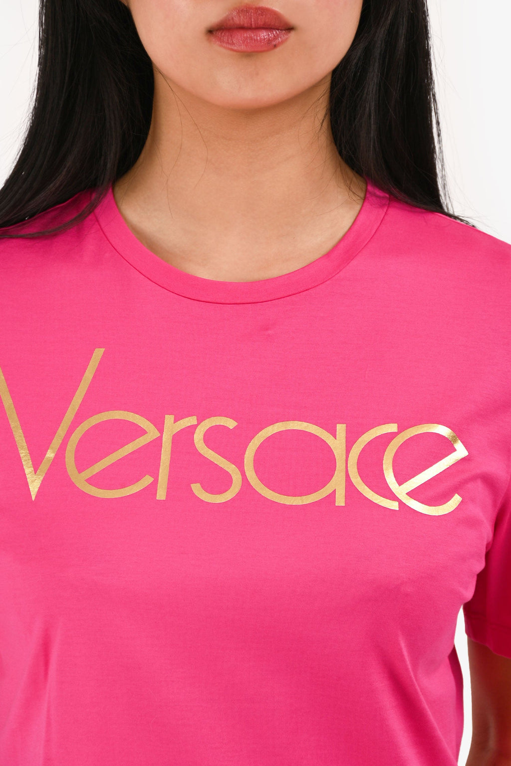 Versace Pink/Gold Logo T Shirt Size 36