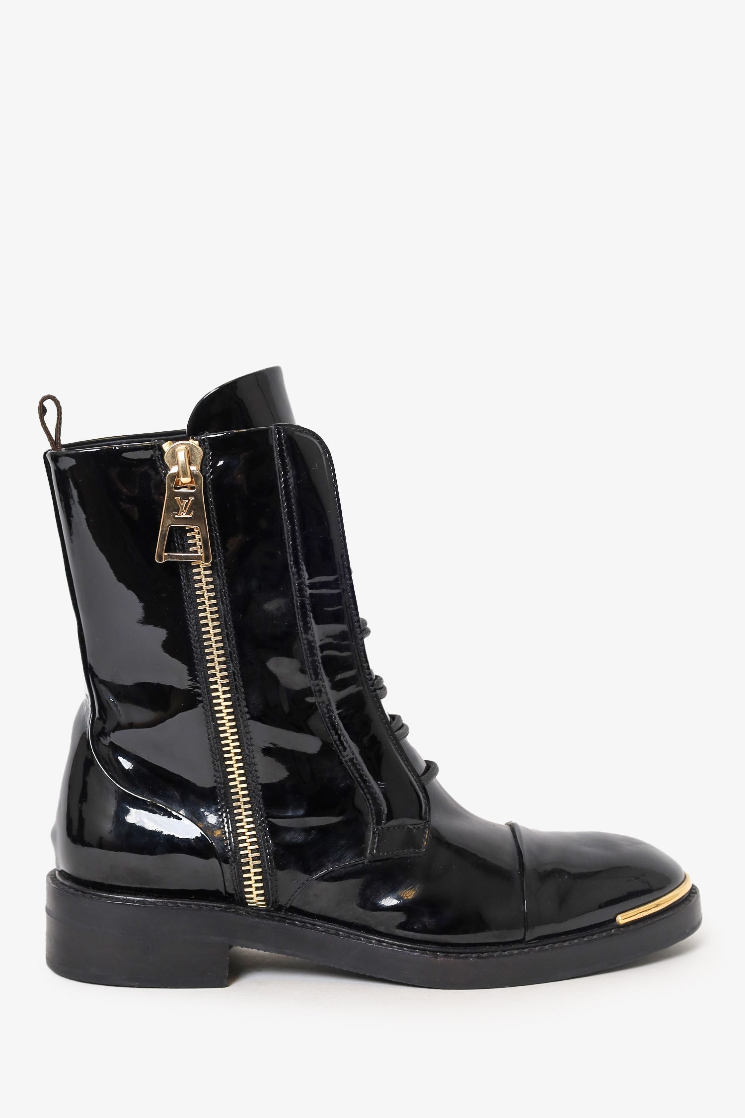 Louis Vuitton Patent Leather Combat Boots Size 37