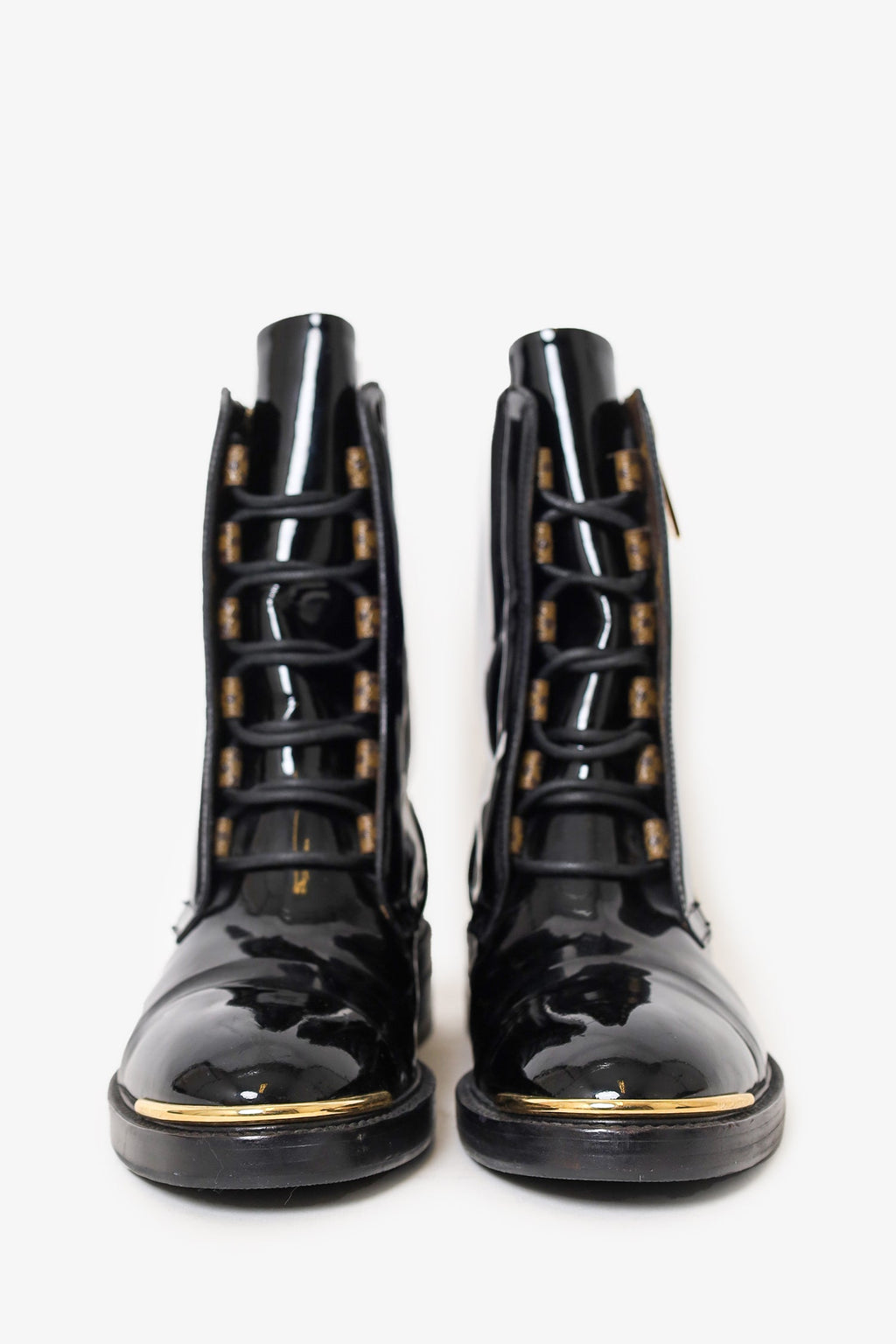 Louis Vuitton Patent Leather Combat Boots Size 37