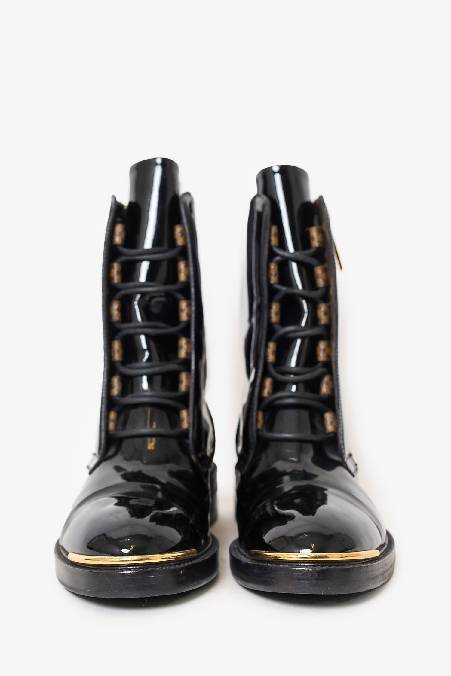 Louis Vuitton Patent Leather Combat Boots Size 37