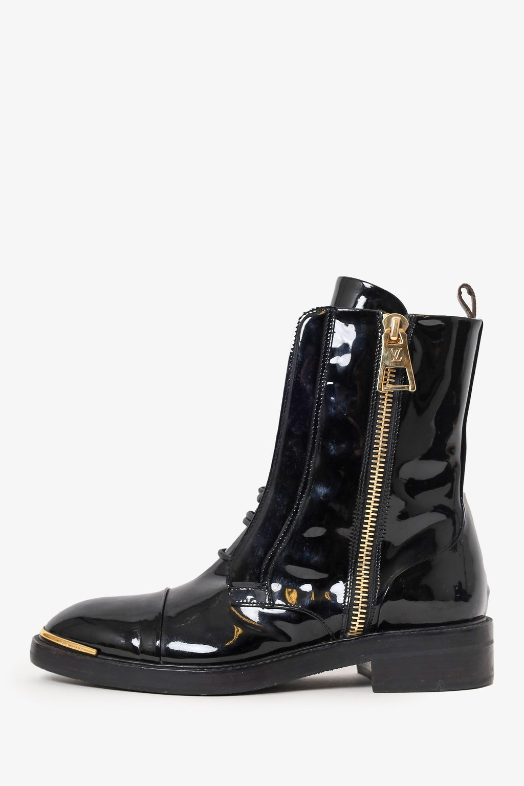 Louis Vuitton Patent Leather Combat Boots Size 37