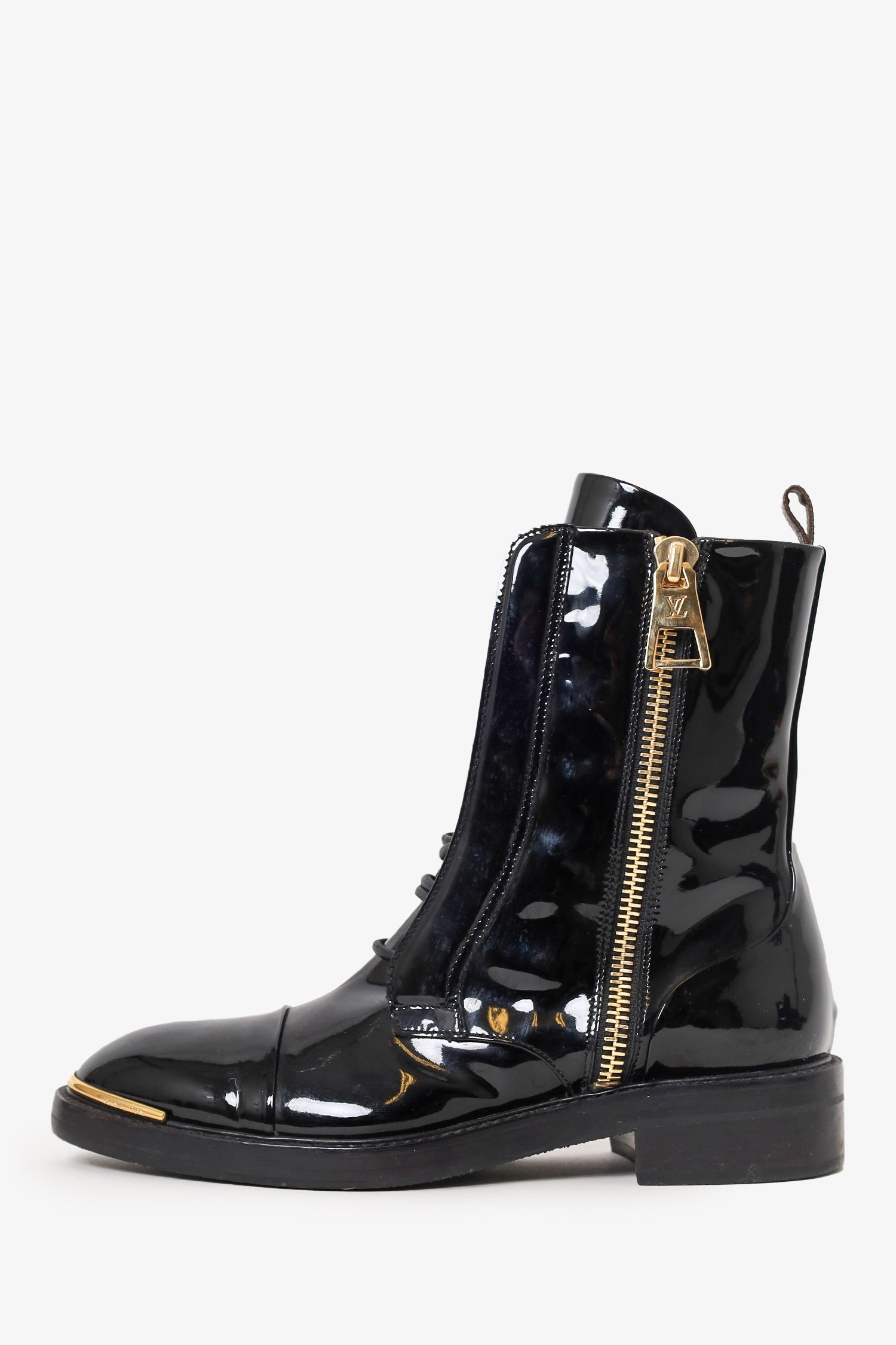Louis Vuitton Patent Leather Combat Boots Size 37