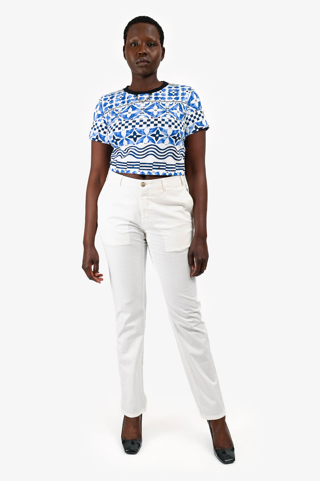 Canali White Cotton Slim Fit Trousers Size 50 Mens