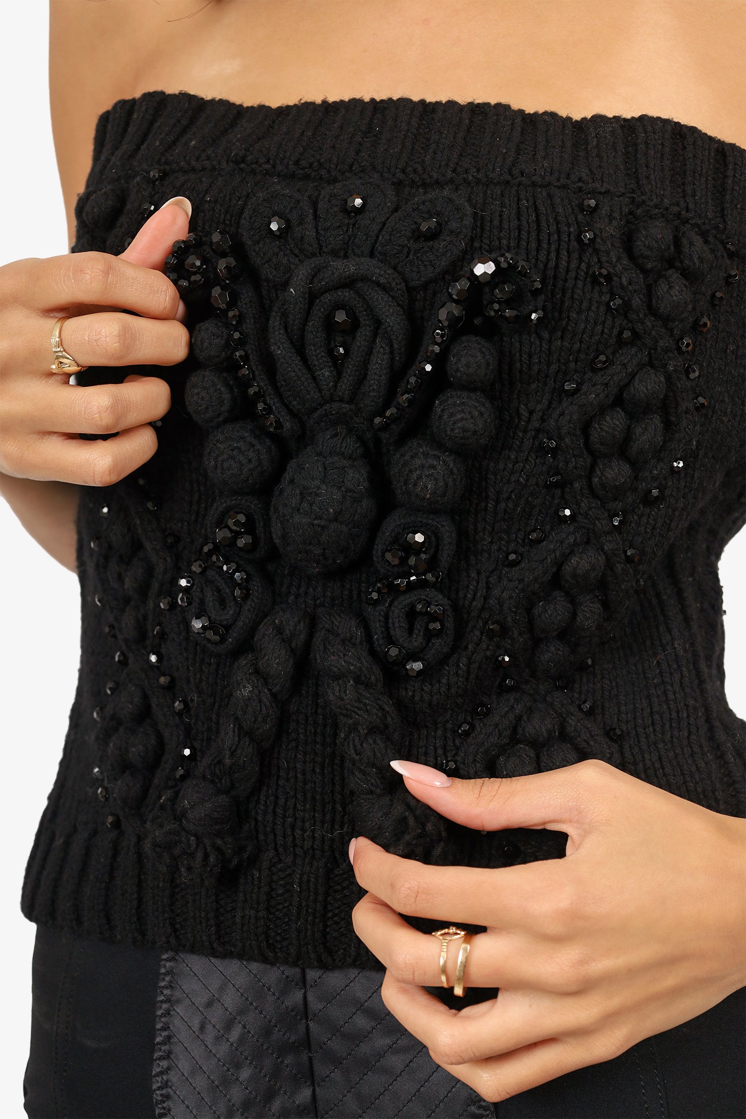 Kenzo Black Wool Knit Embellished Sleeveless Top Size L