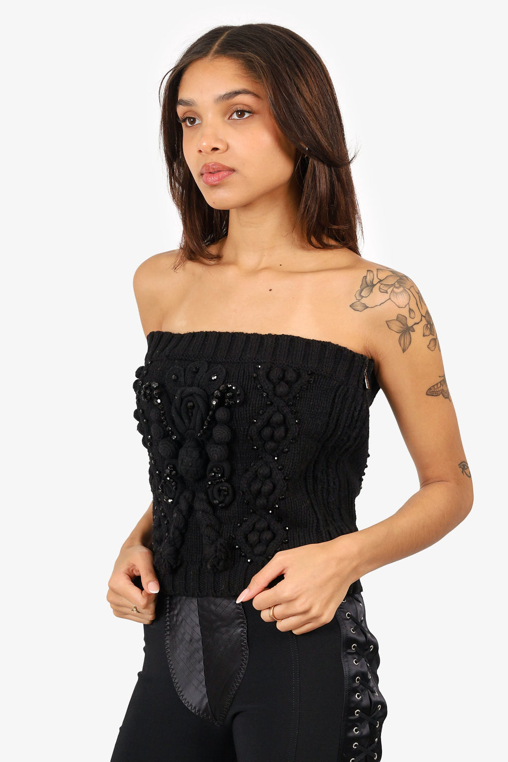Kenzo Black Wool Knit Embellished Sleeveless Top Size L