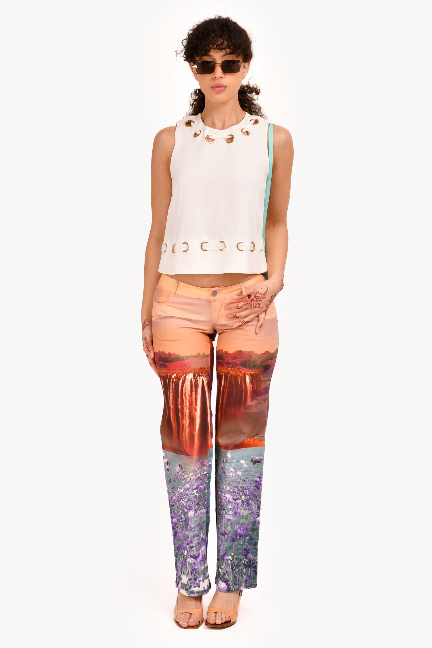 Miao Orange Printed 'Oasis Atlas' Pants Size XS