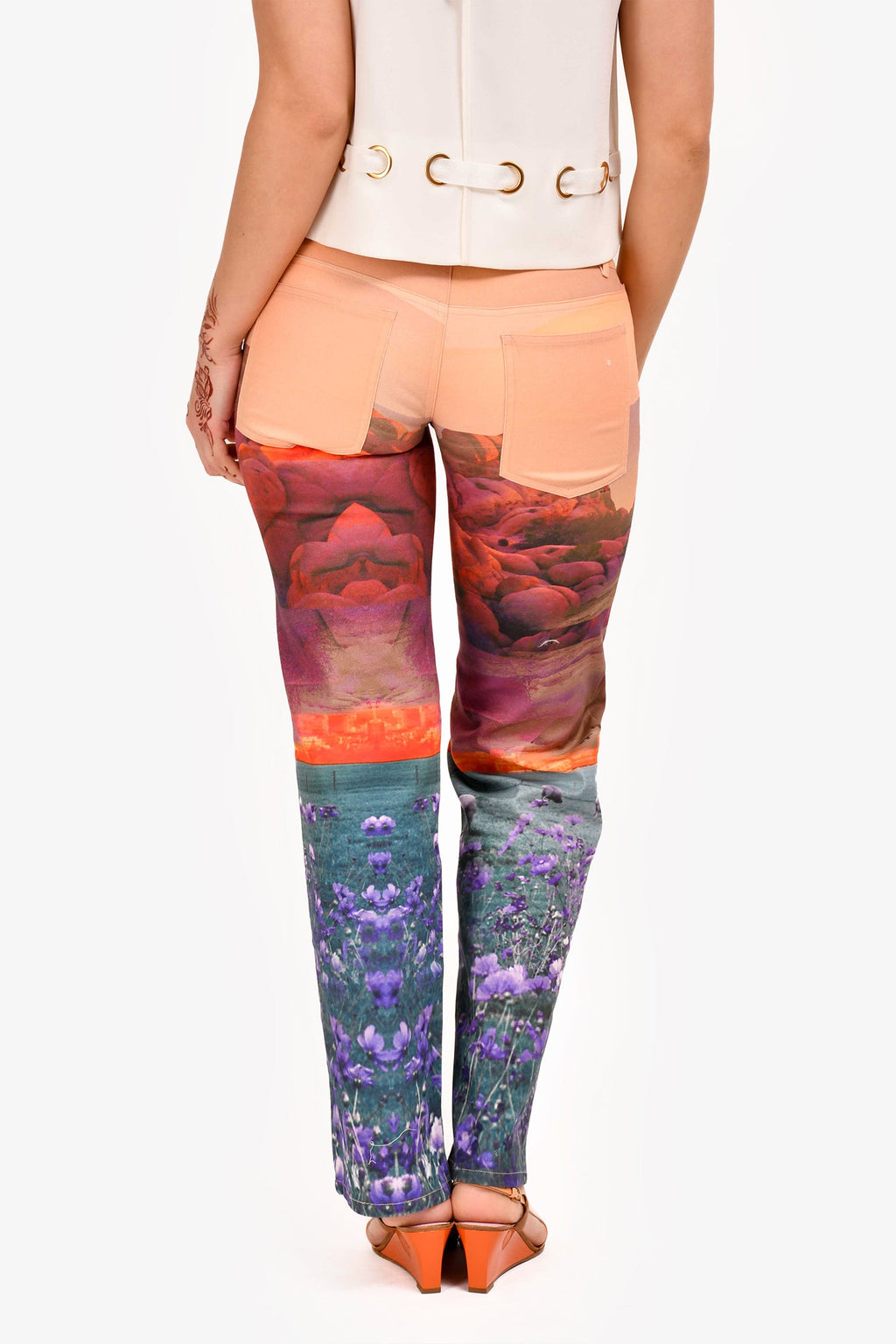 Miao Orange Printed 'Oasis Atlas' Pants Size XS