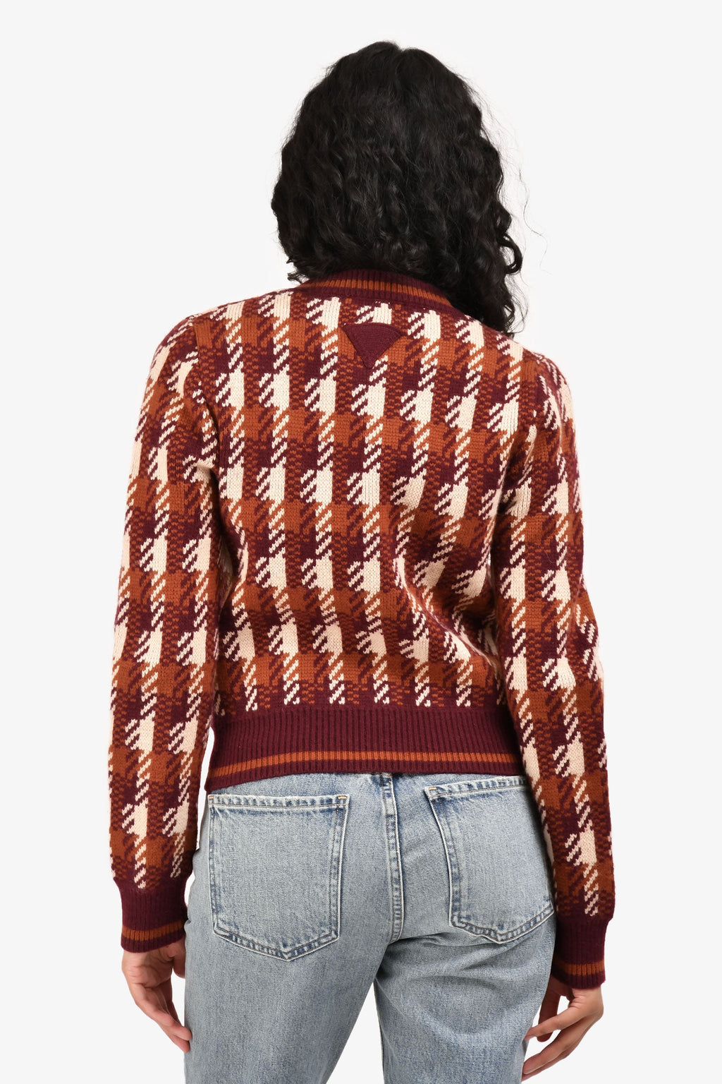 Prada 2024 Red/Brown Wool Plaid Sweater Size 38