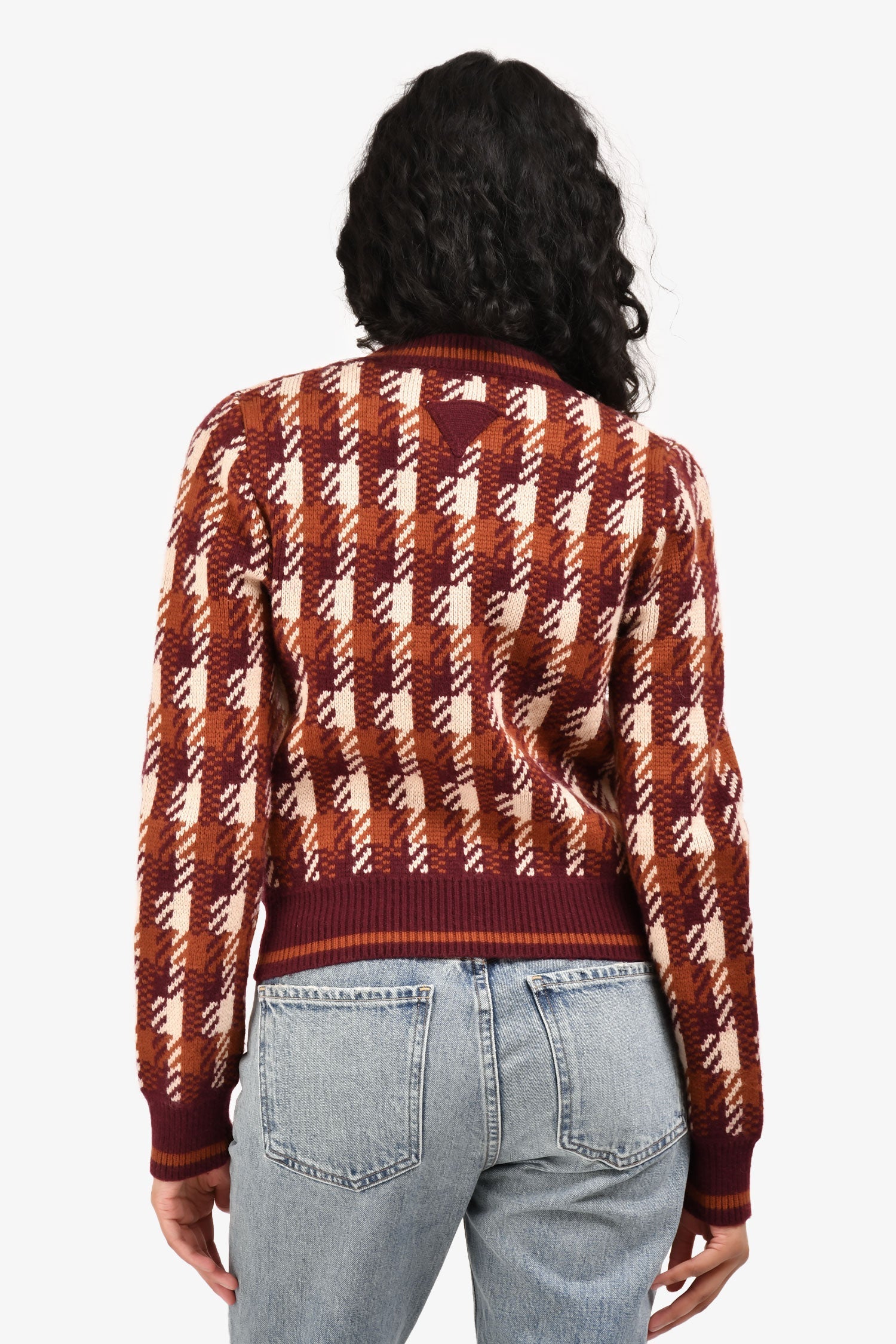 Prada 2024 Red/Brown Wool Plaid Sweater Size 38