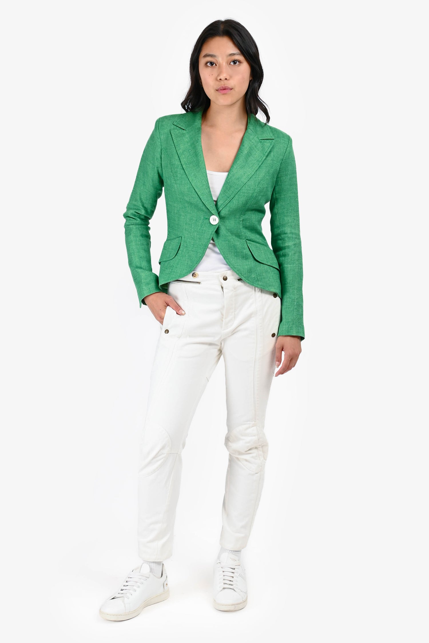Chloe White Denim Biker Style Jeans Size 38