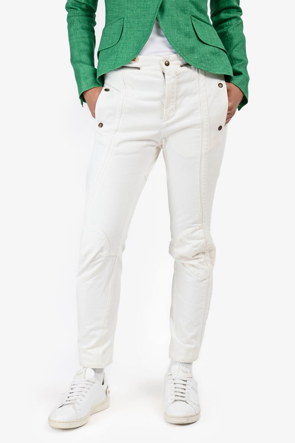 Chloe White Denim Biker Style Jeans Size 38