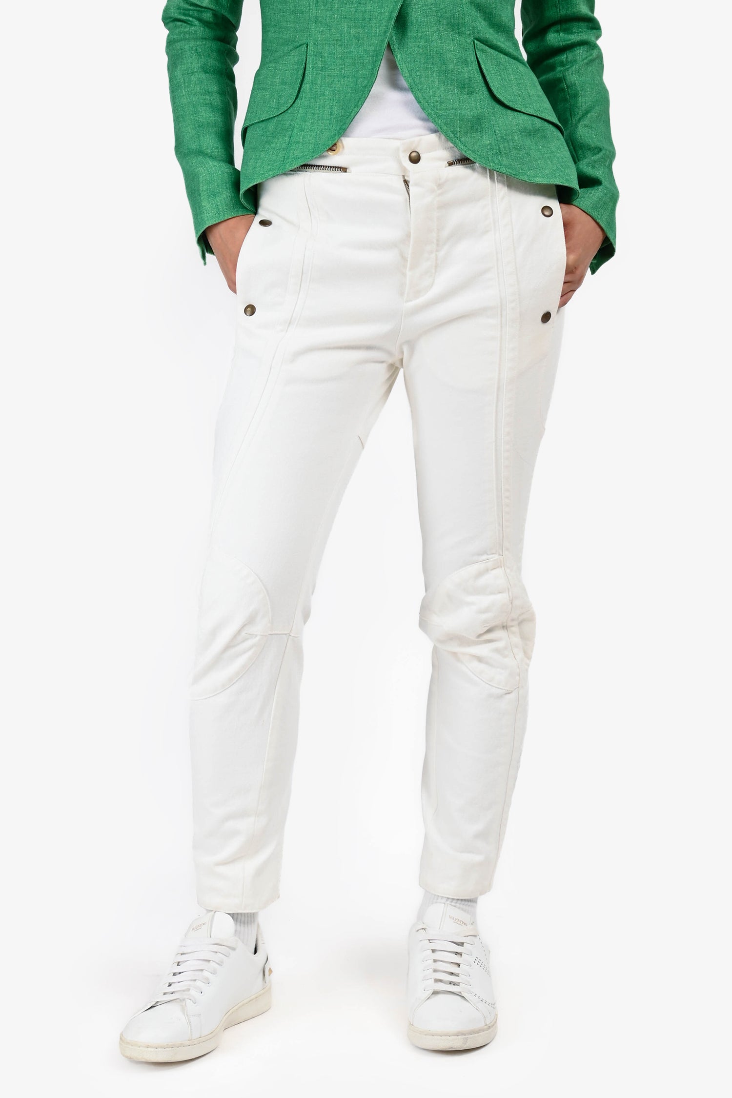 Chloe White Denim Biker Style Jeans Size 38