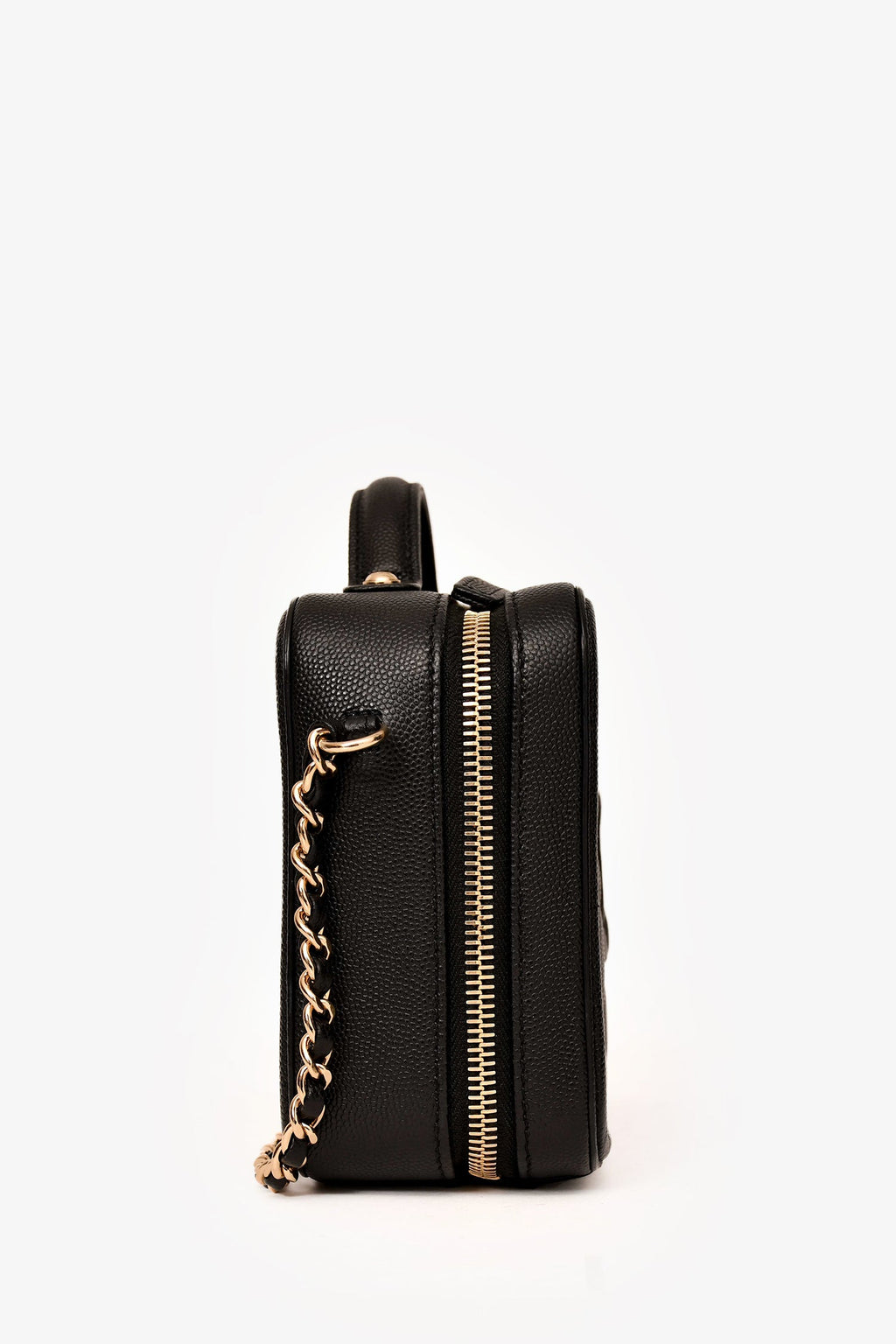 Pre-Loved Chanel™ 2019-20 Black Caviar Leather Filigree Small Vanity Case Crossbody