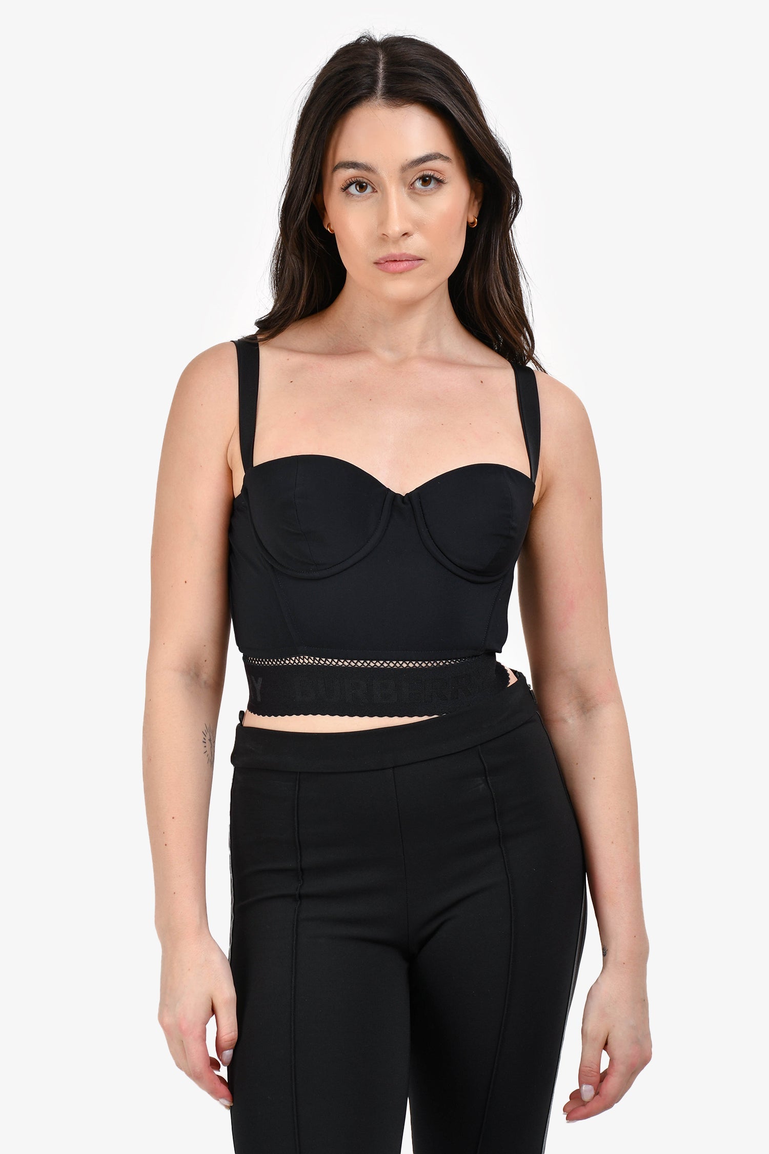 Burberry Black Bustier Logo Band Top Size 6 US