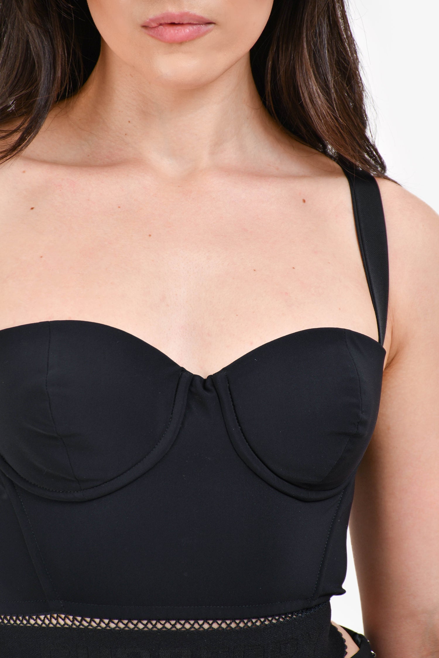 Burberry Black Bustier Logo Band Top Size 6 US