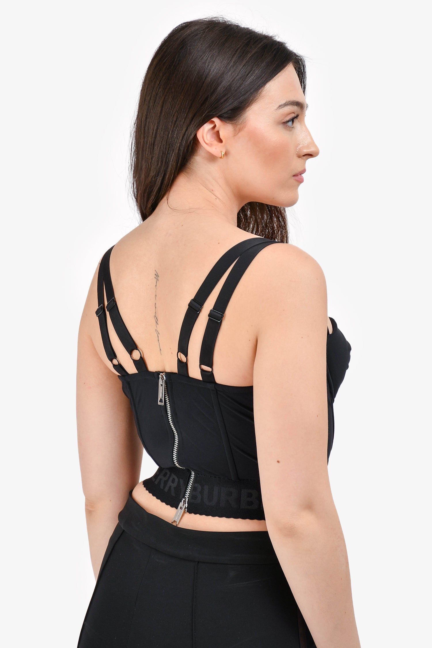 Burberry Black Bustier Logo Band Top Size 6 US