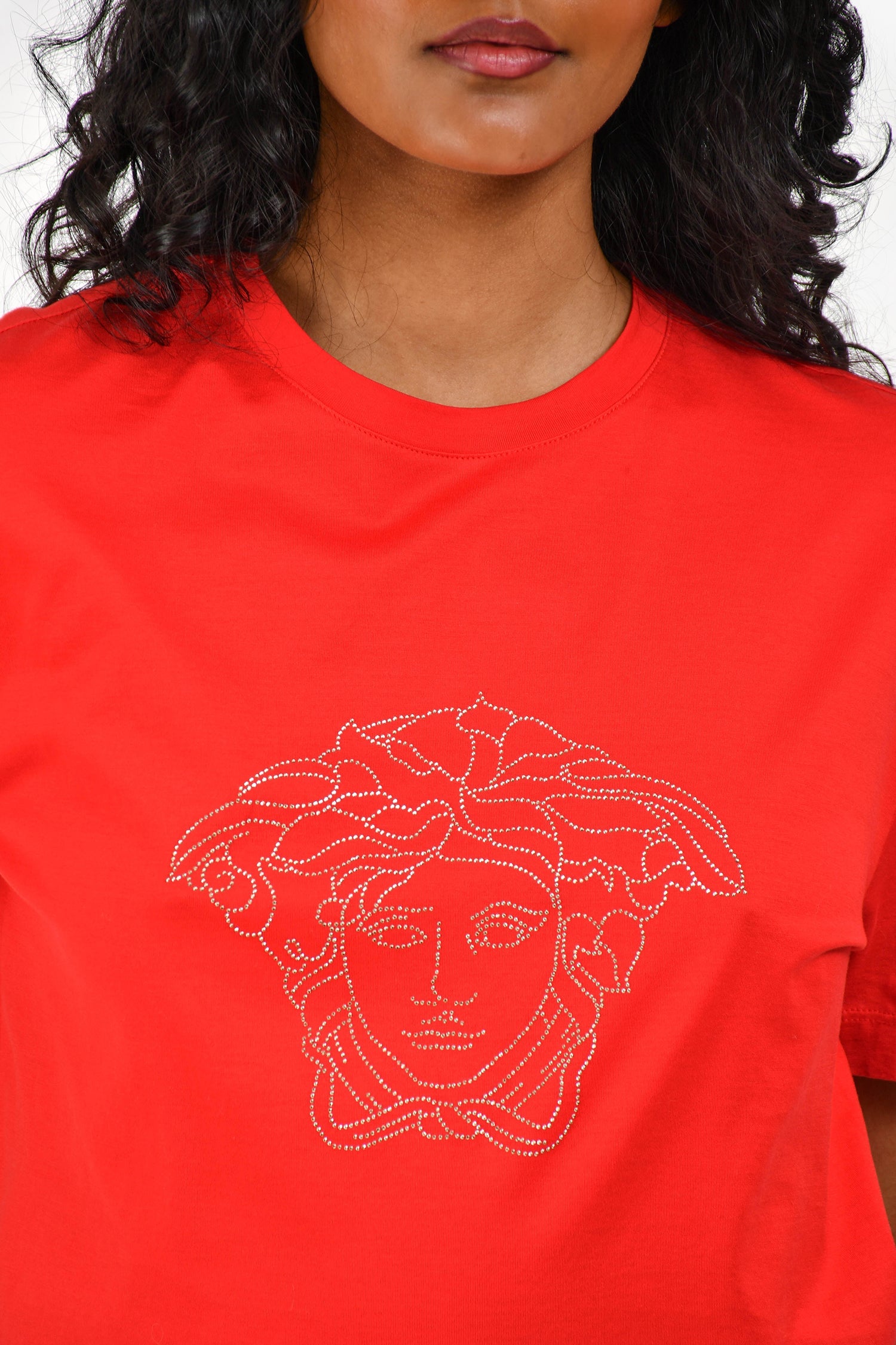 Versace Red Studded Medusa Short Sleeve T-Shirt Size XS