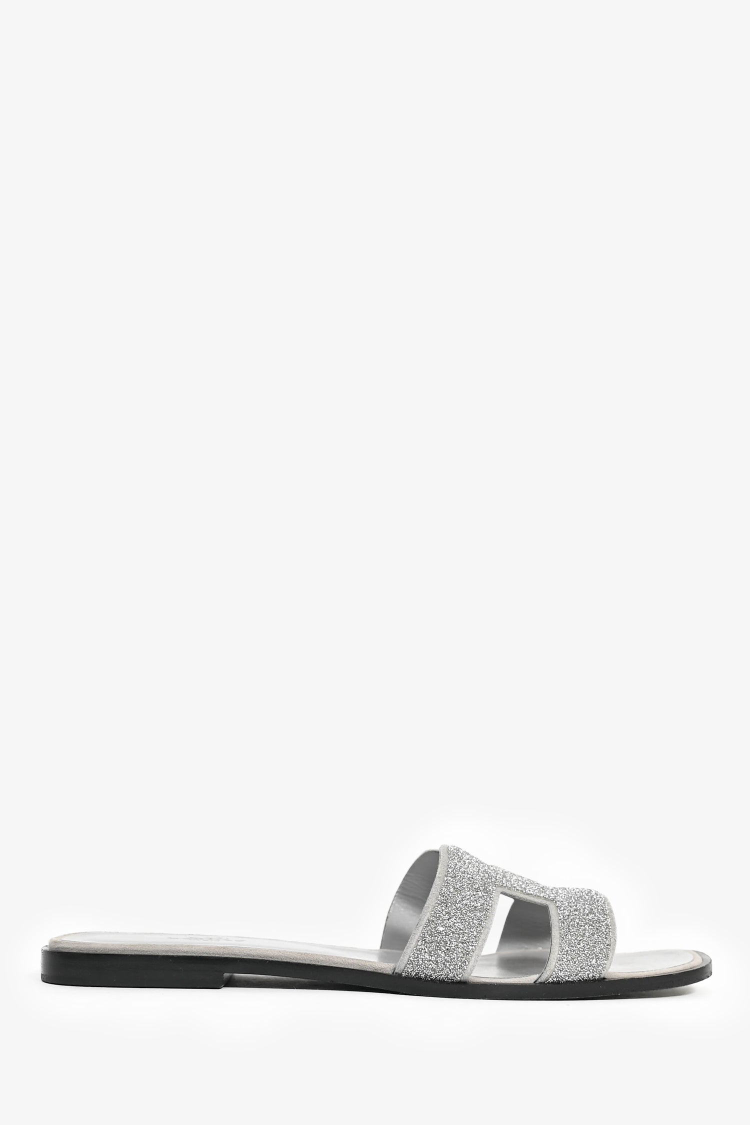 Hermès Silver Glitter Oran Sandals Size 40.5