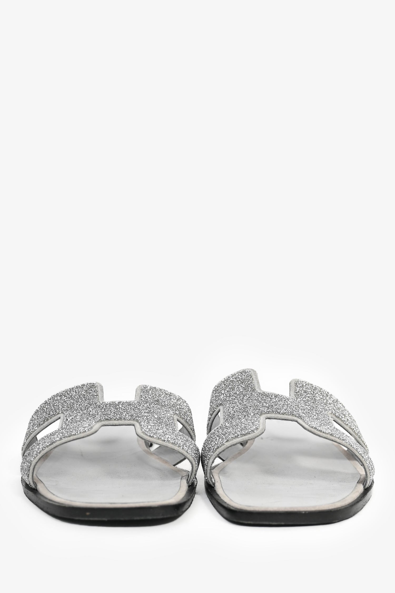 Hermès Silver Glitter Oran Sandals Size 40.5