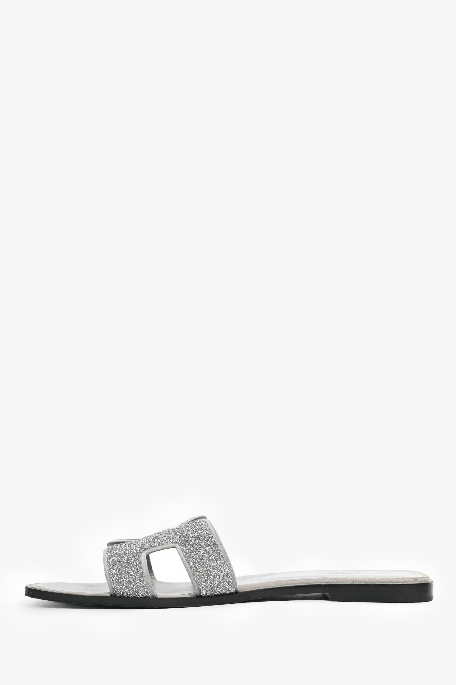 Hermès Silver Glitter Oran Sandals Size 40.5