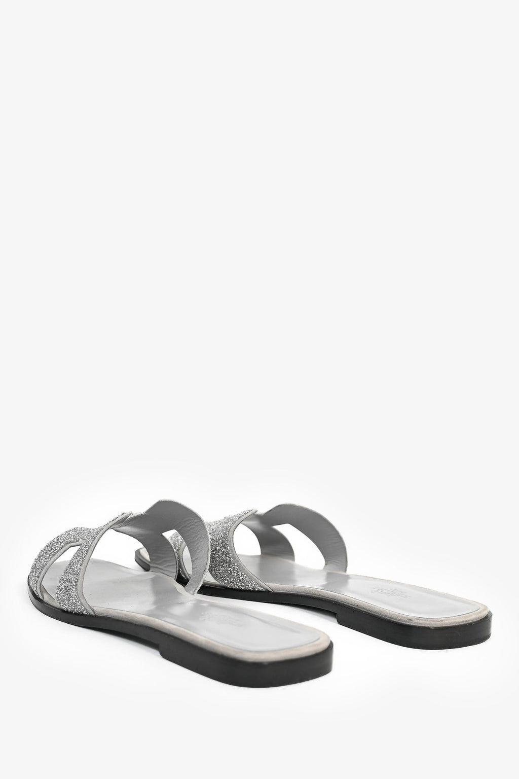 Hermès Silver Glitter Oran Sandals Size 40.5
