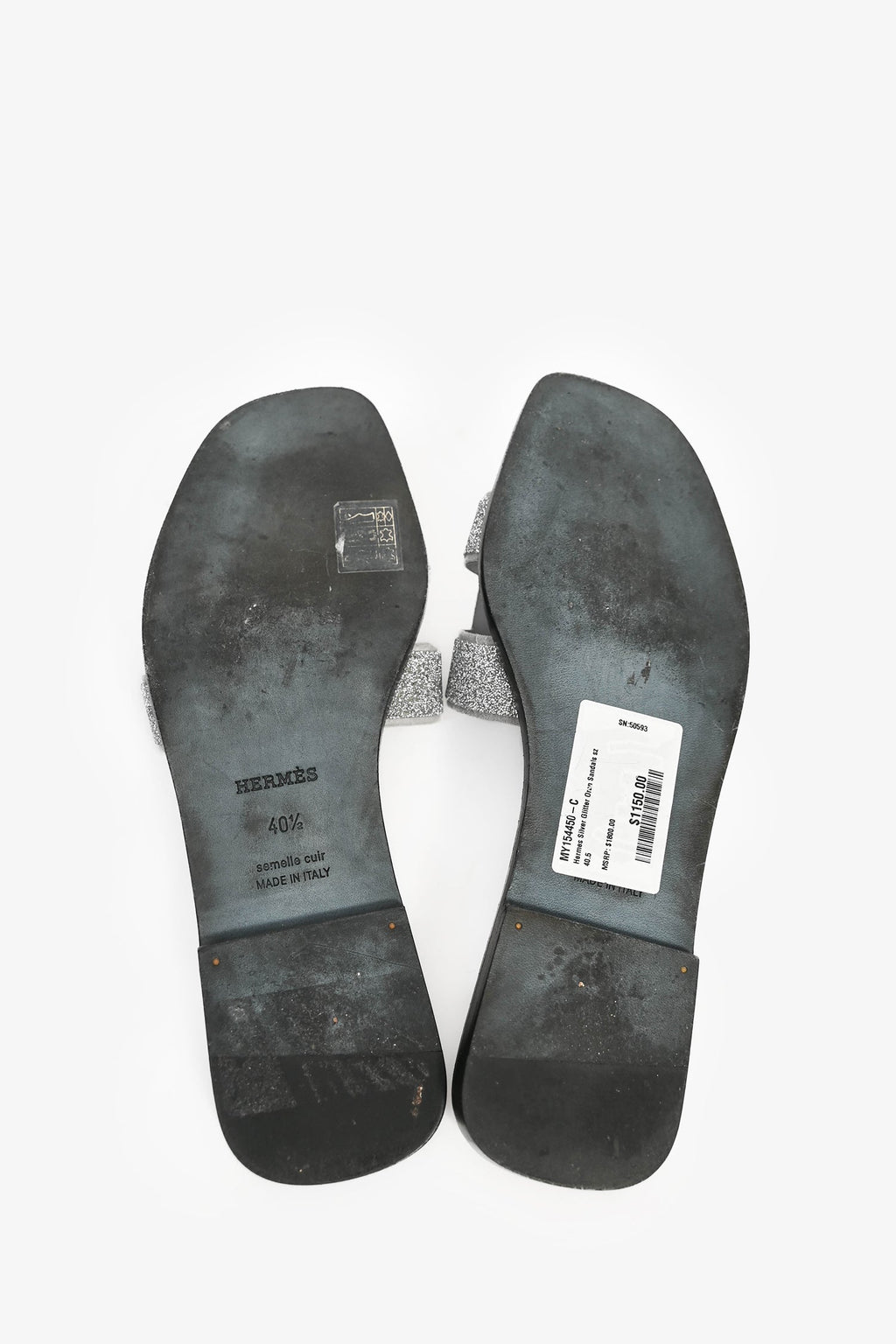 Hermès Silver Glitter Oran Sandals Size 40.5