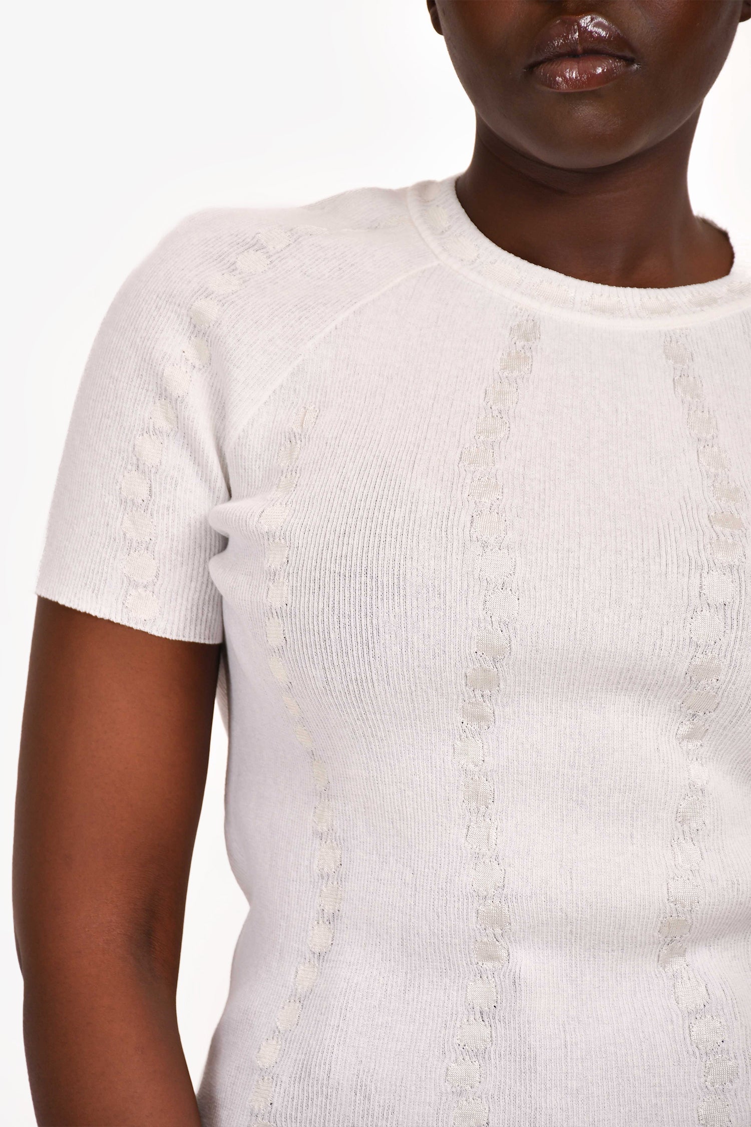 Pre-Loved Chanel™ White Cotton/Linen Ribbed T Shirt Size 50