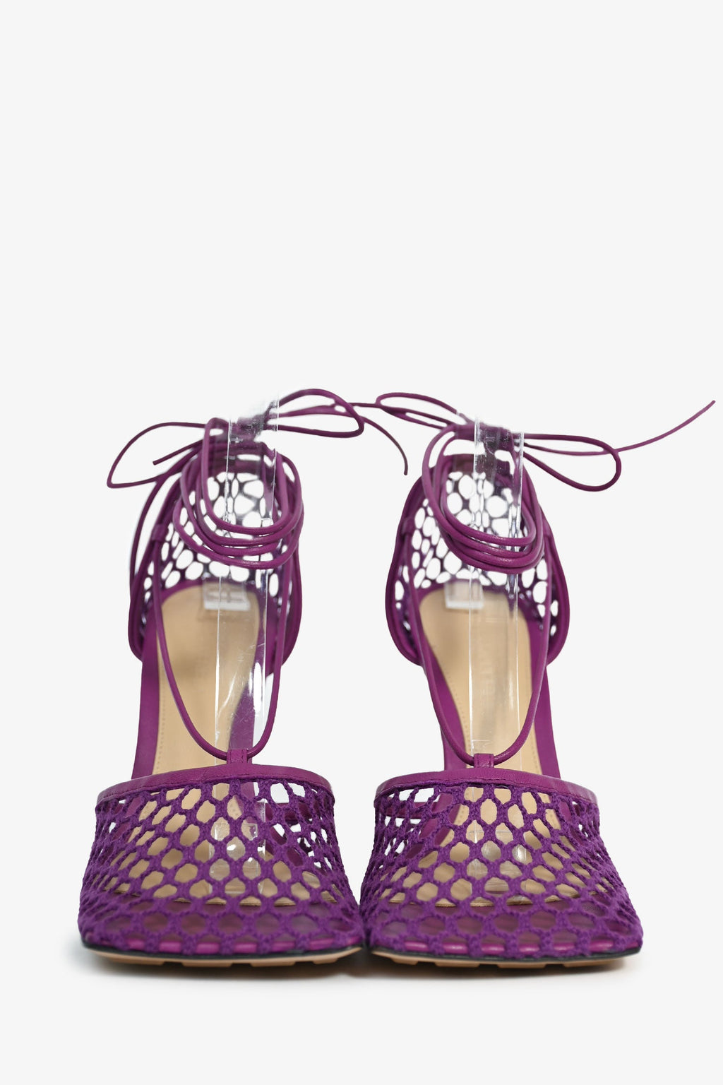Bottega Veneta Purple Stretch Lace Up Net Heels Size 37