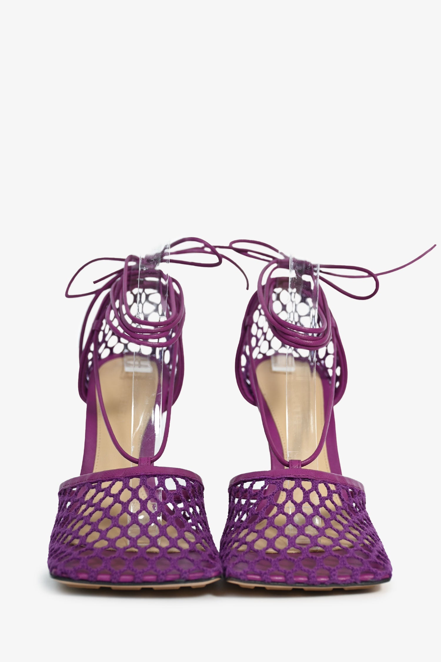 Bottega Veneta Purple Stretch Lace Up Net Heels Size 37