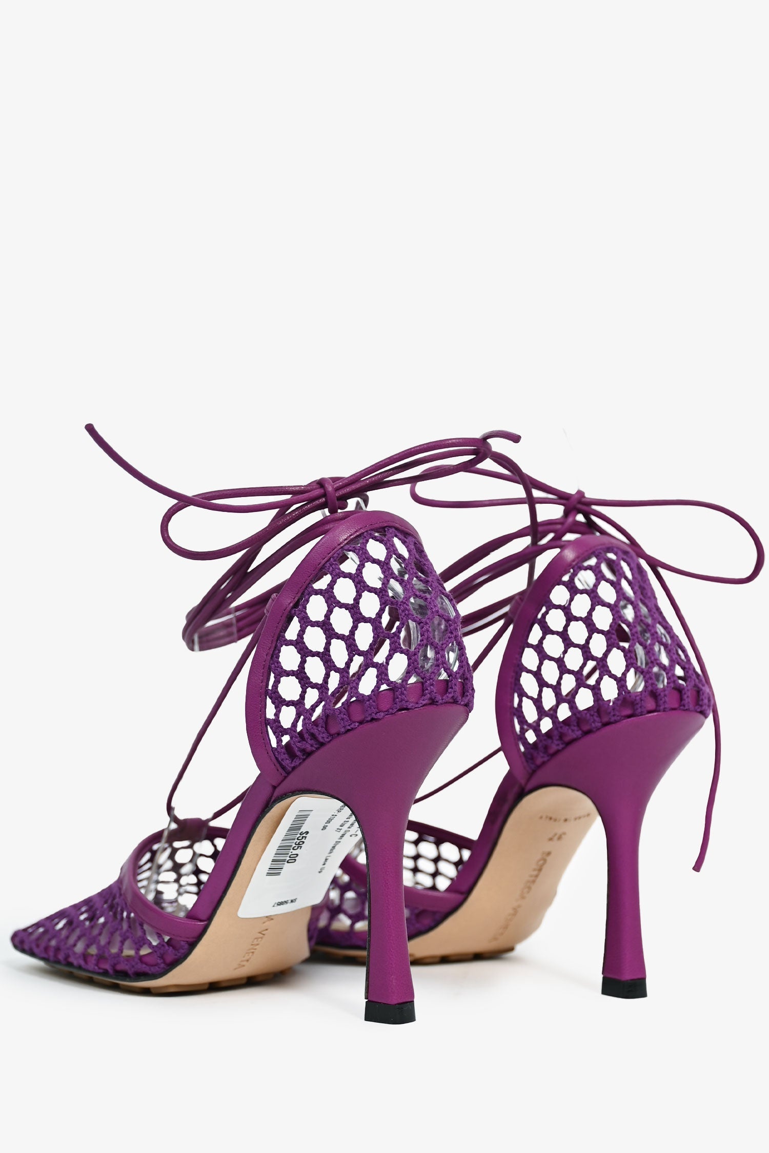 Bottega Veneta Purple Stretch Lace Up Net Heels Size 37