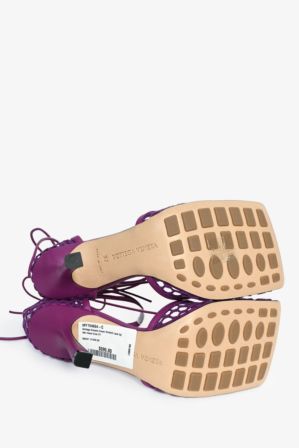 Bottega Veneta Purple Stretch Lace Up Net Heels Size 37