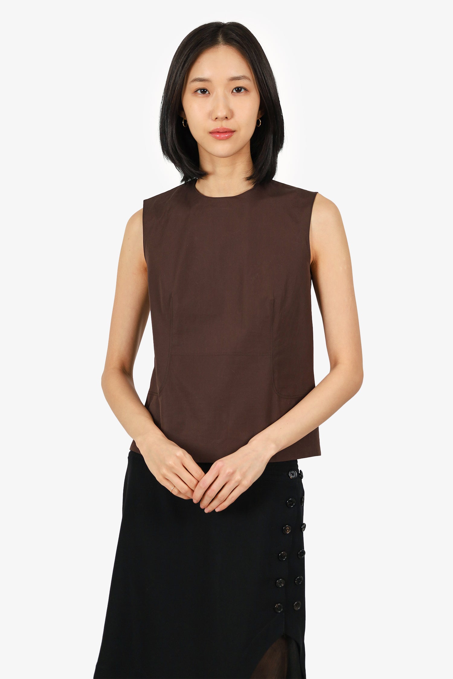 Hermès Vintage Brown Cotton Sleeveless Top Size 34