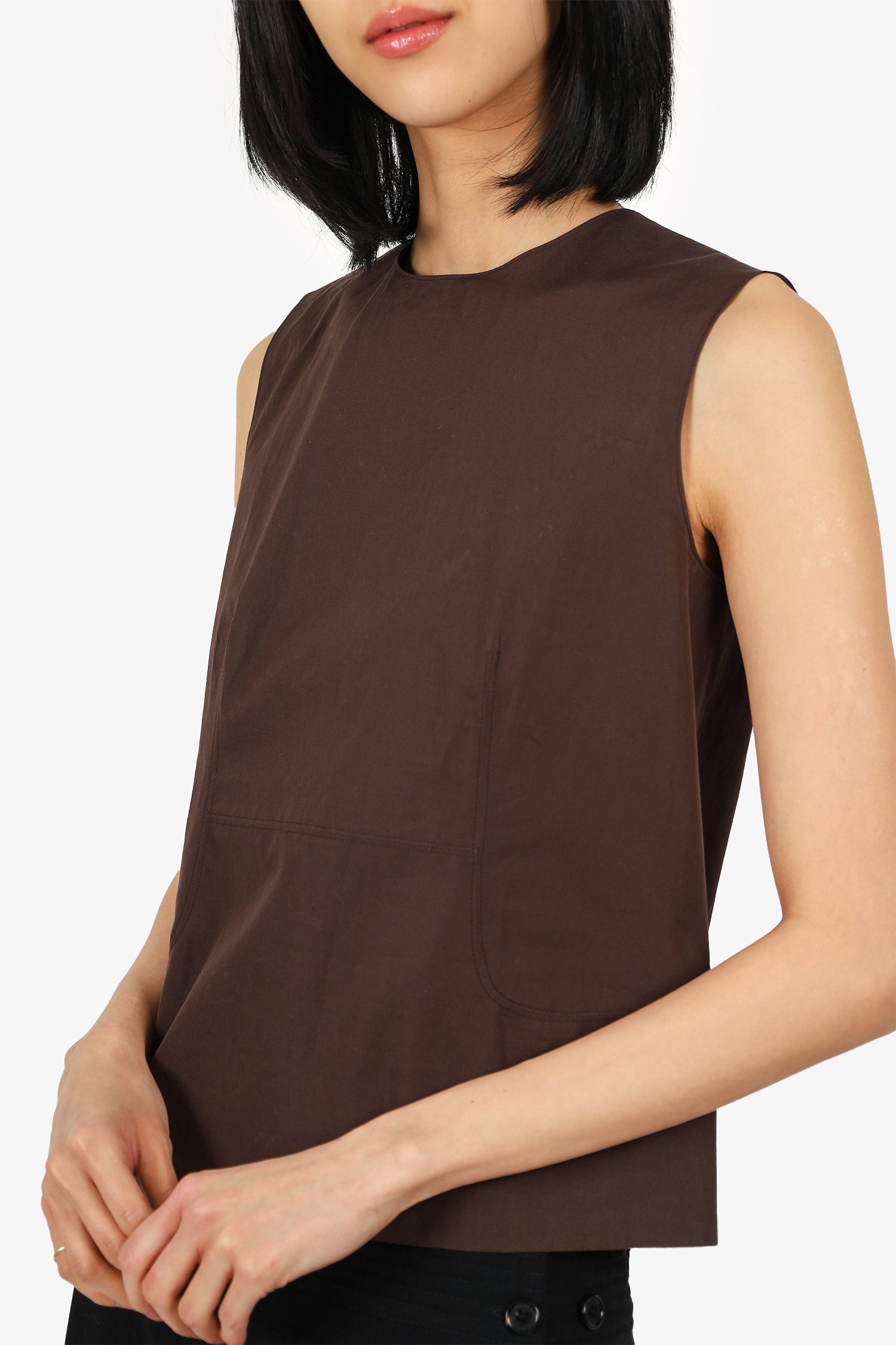 Hermès Vintage Brown Cotton Sleeveless Top Size 34