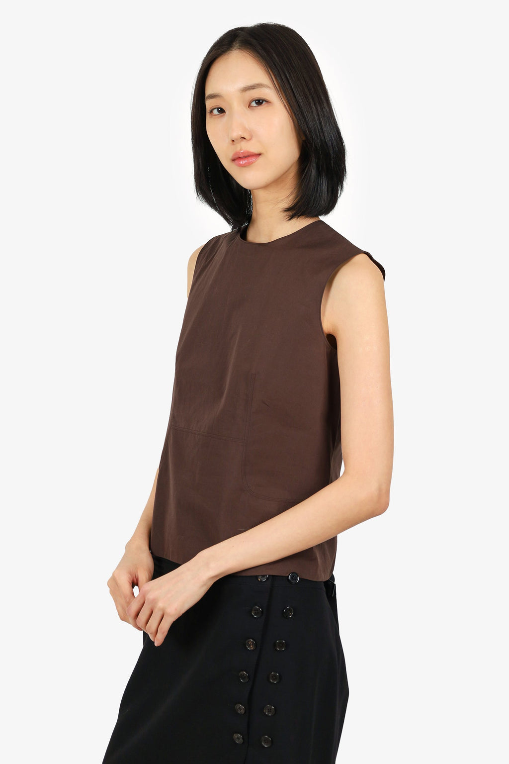 Hermès Vintage Brown Cotton Sleeveless Top Size 34
