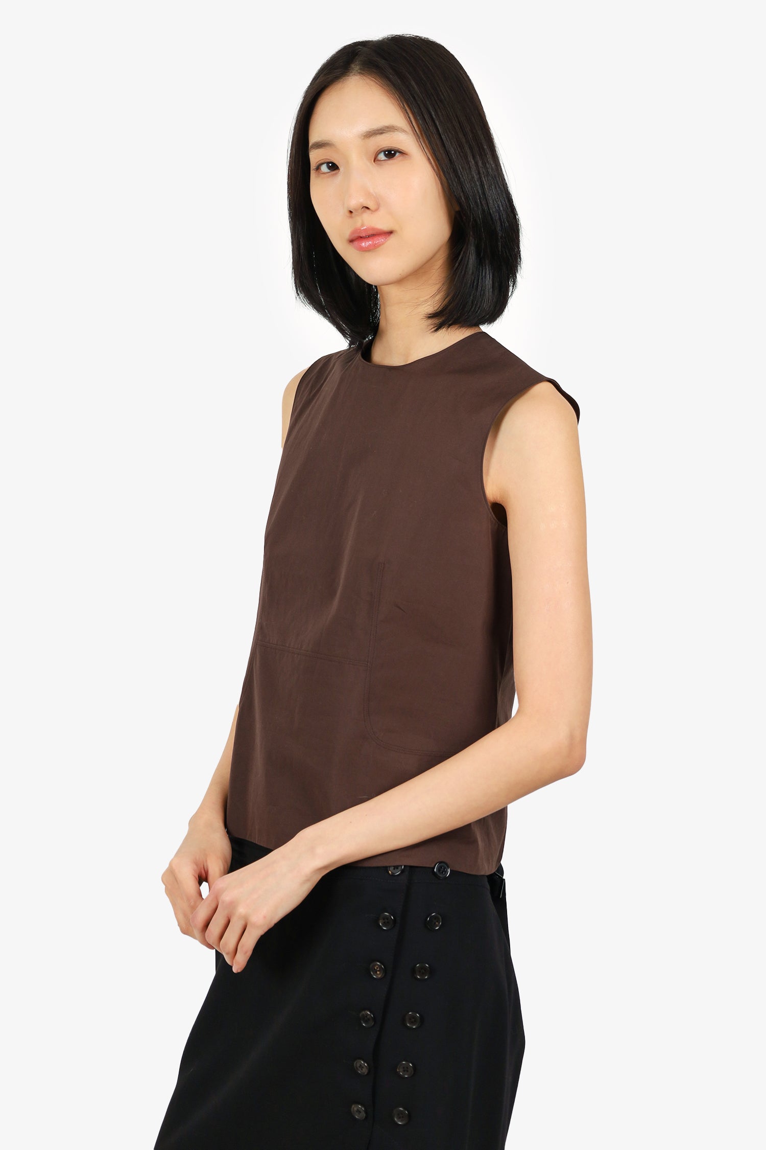 Hermès Vintage Brown Cotton Sleeveless Top Size 34