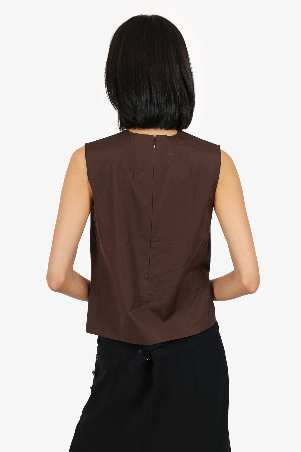 Hermès Vintage Brown Cotton Sleeveless Top Size 34