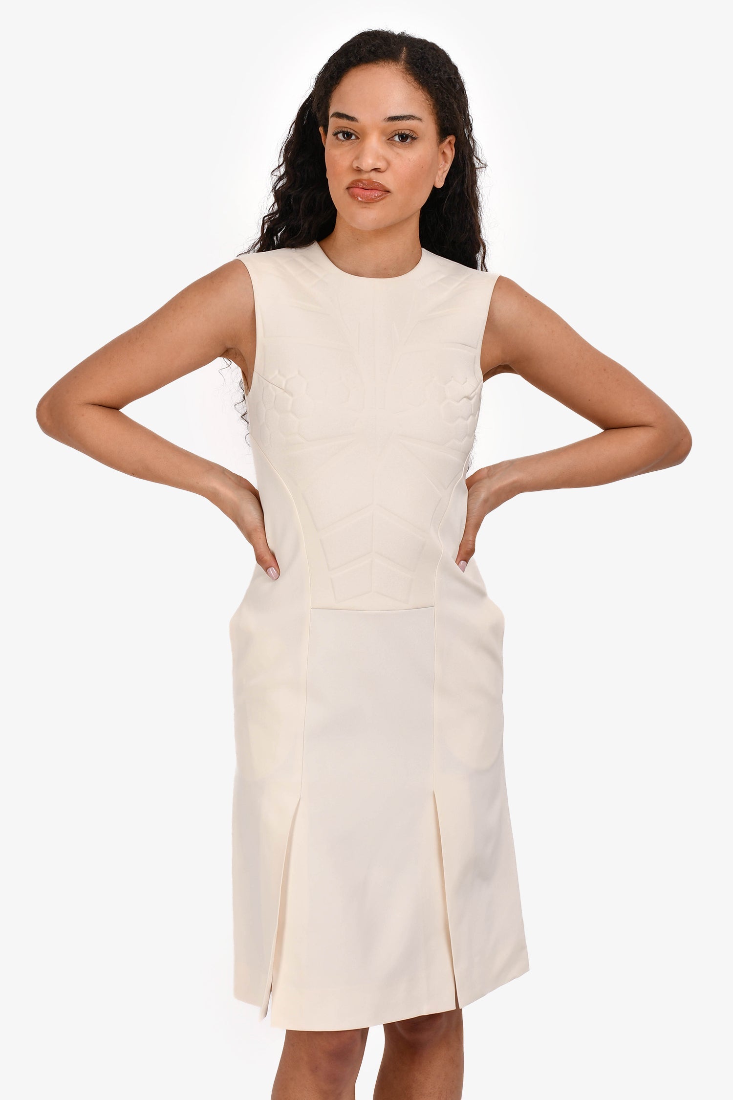 Fendi Cream Sleeveless Midi Dress Size 38