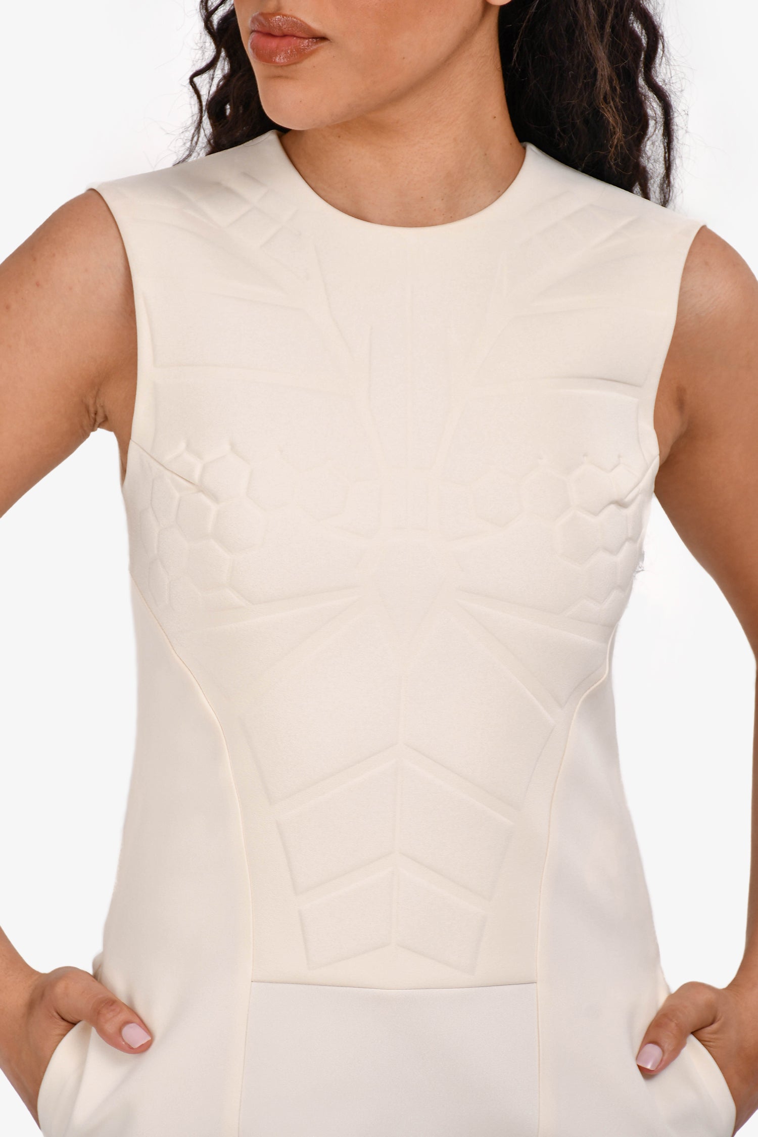 Fendi Cream Sleeveless Midi Dress Size 38