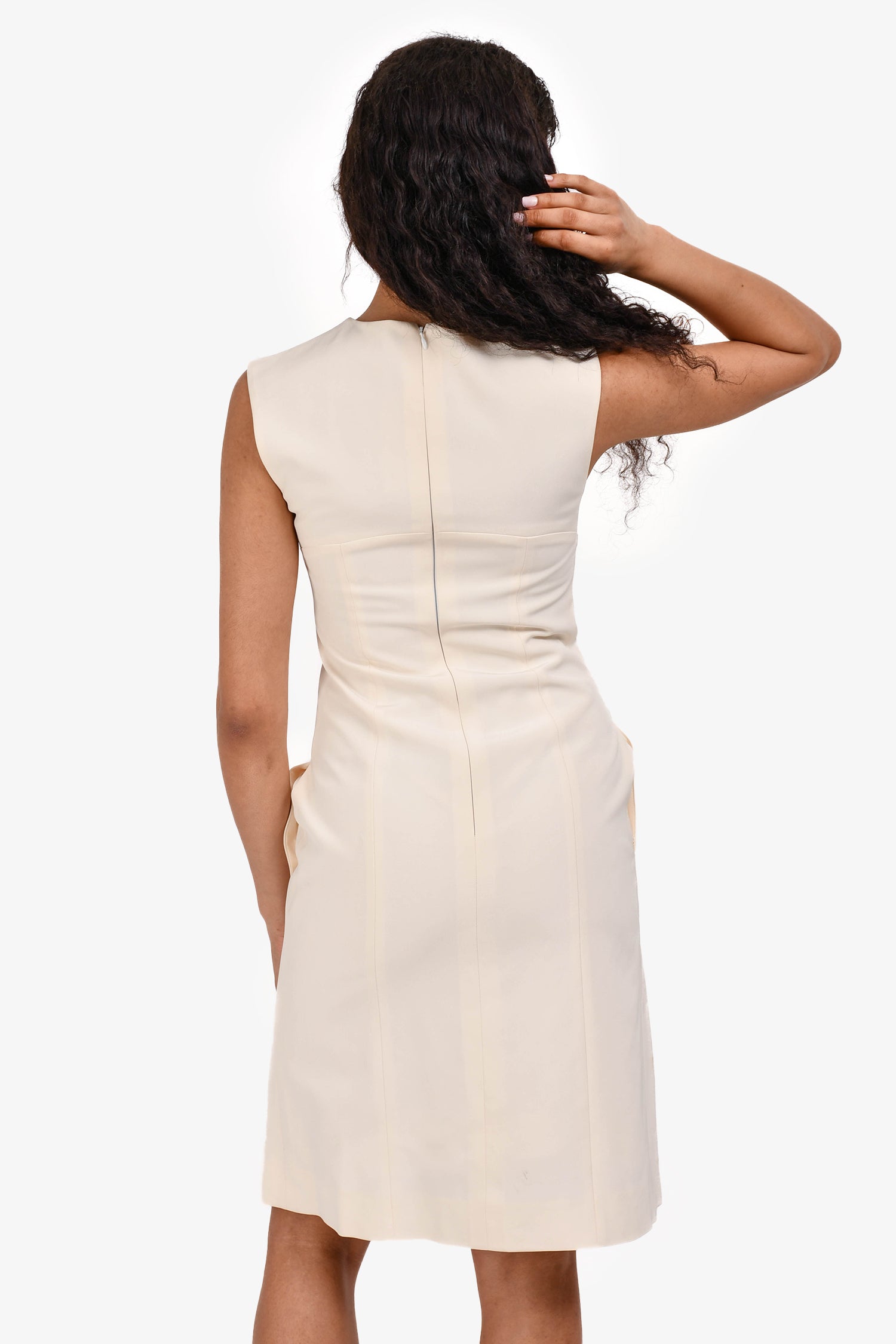 Fendi Cream Sleeveless Midi Dress Size 38