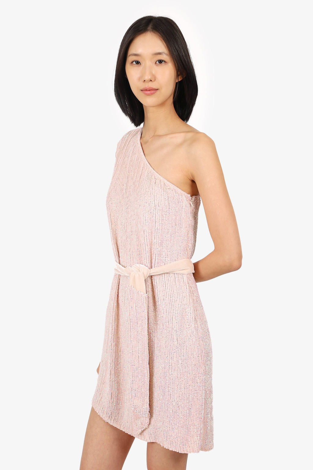 Retrofete Pink Sequin One Shoulder Mini Dress Size XS