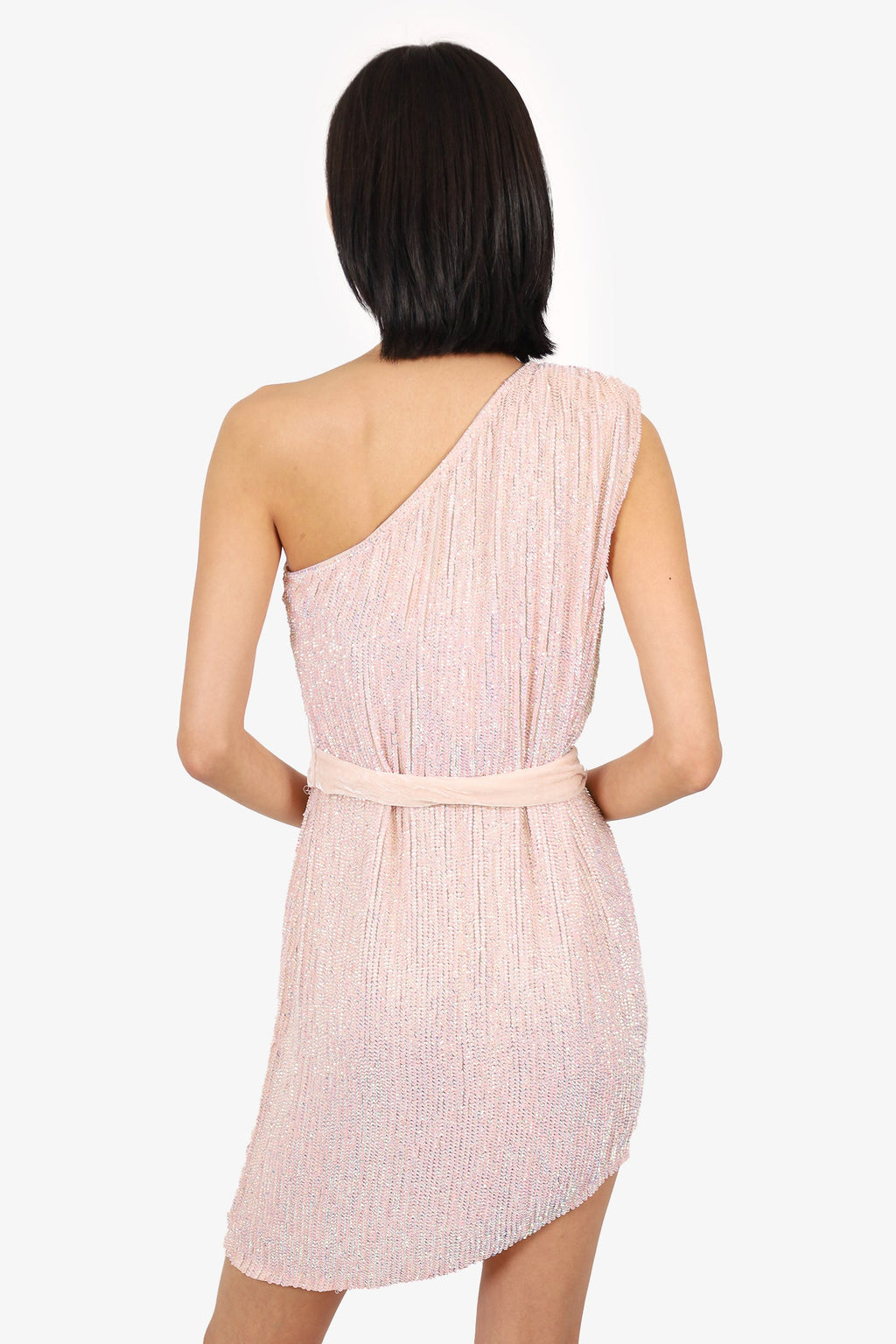 Retrofete Pink Sequin One Shoulder Mini Dress Size XS