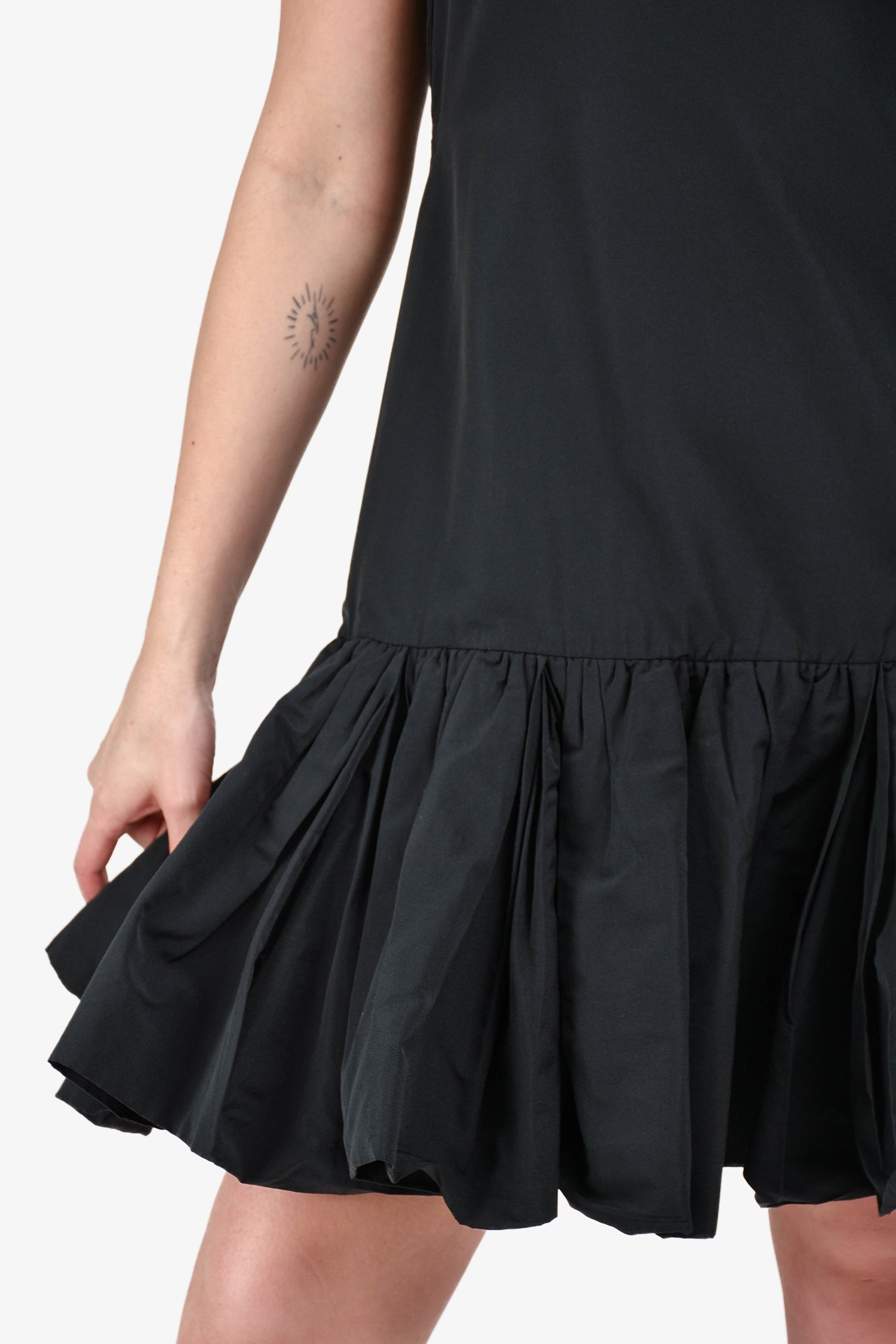 Valentino Black Nylon Ruffled Faille Mini Dress Size 36