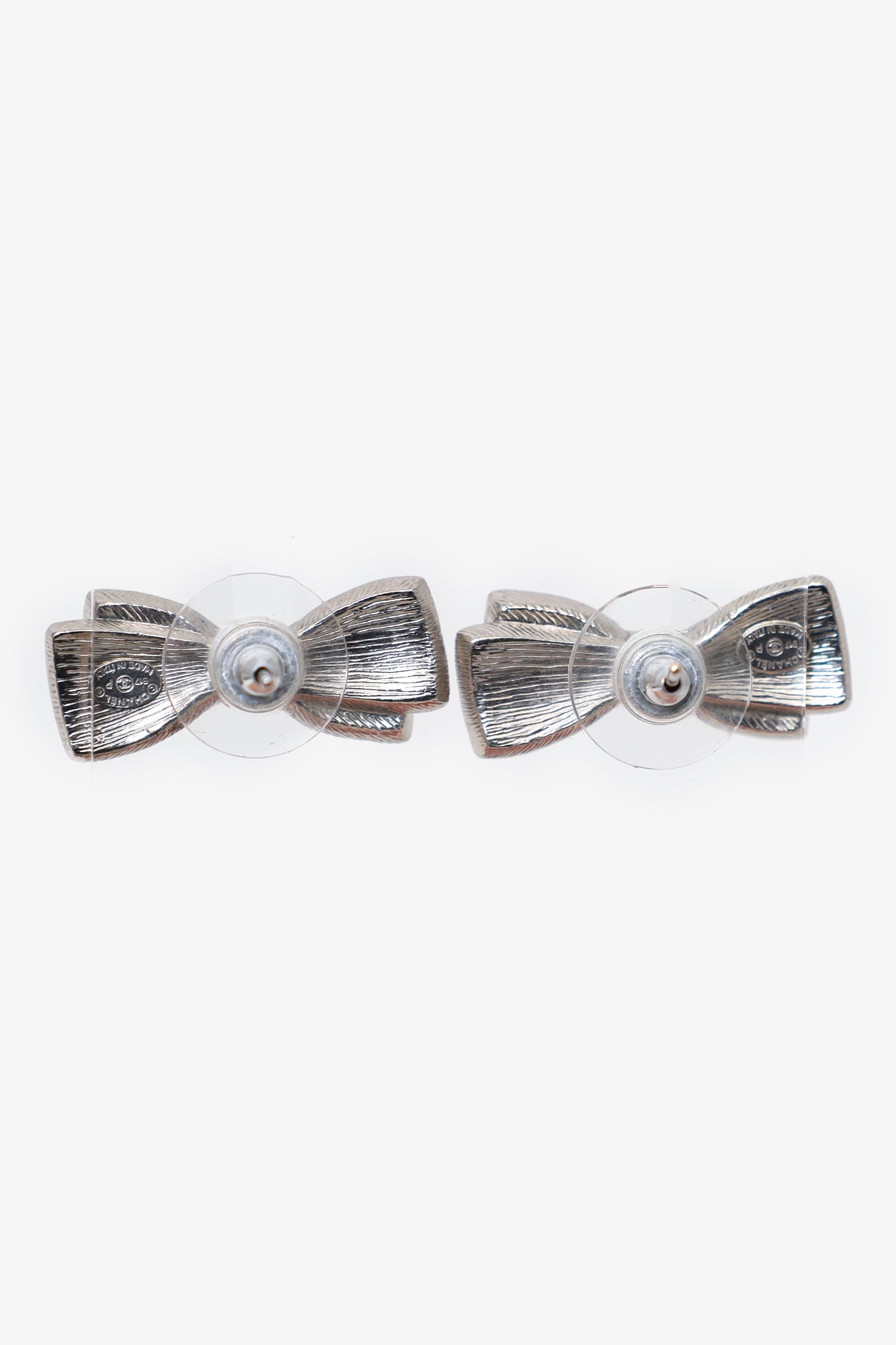 Pre-Loved Chanel™ 2017 Black/Silver Crystal Bow Earrings