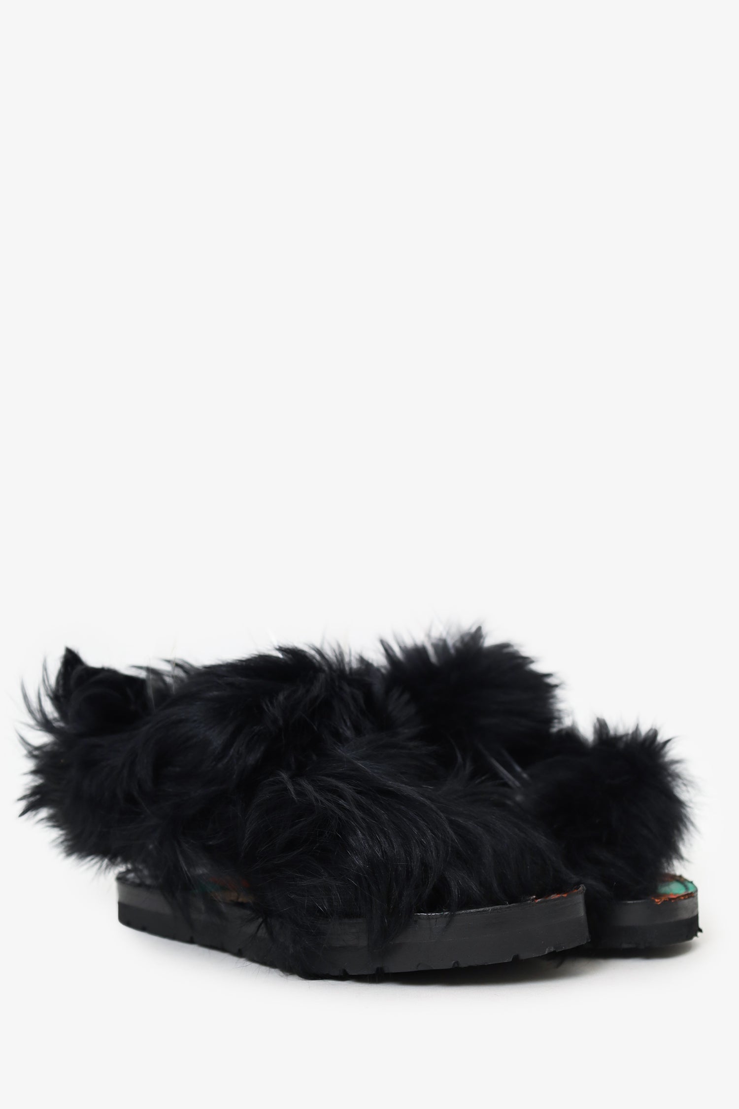 Sacai Black Fur Sandals Size 35