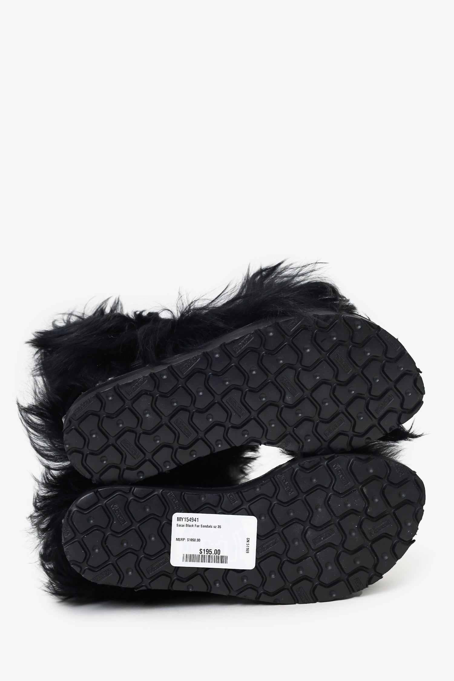 Sacai Black Fur Sandals Size 35