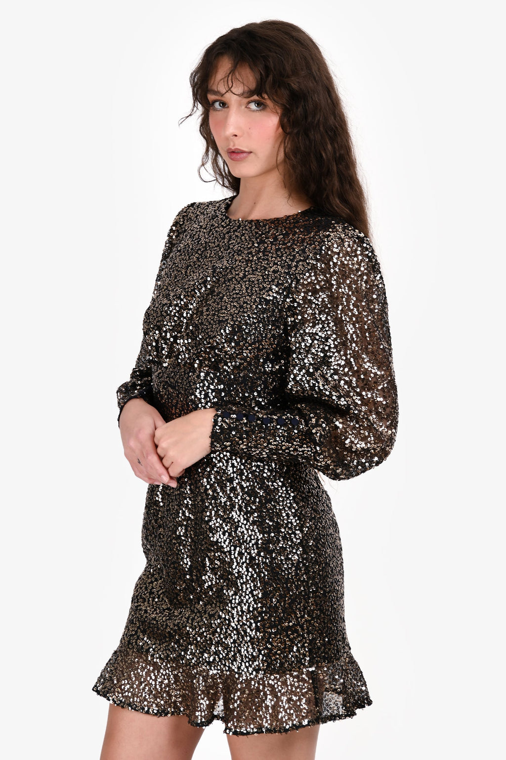 Misha Collection Black Sequin Long Sleeve Mini Dress Size 4
