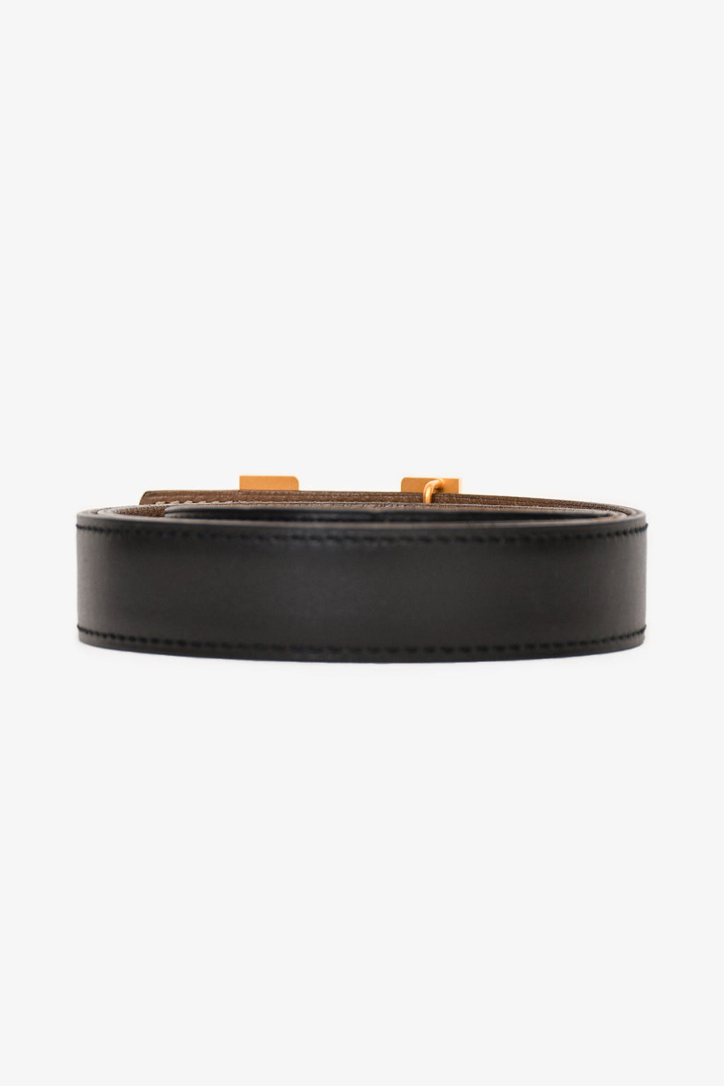 Hermès Black/Taupe Leather Reversible H Belt
