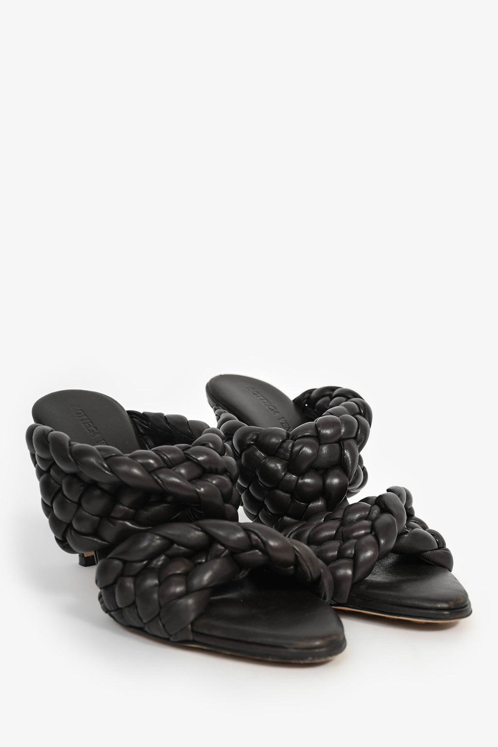 Bottega Veneta Brown Intreccio Leather 'Curve' Heels Size 36