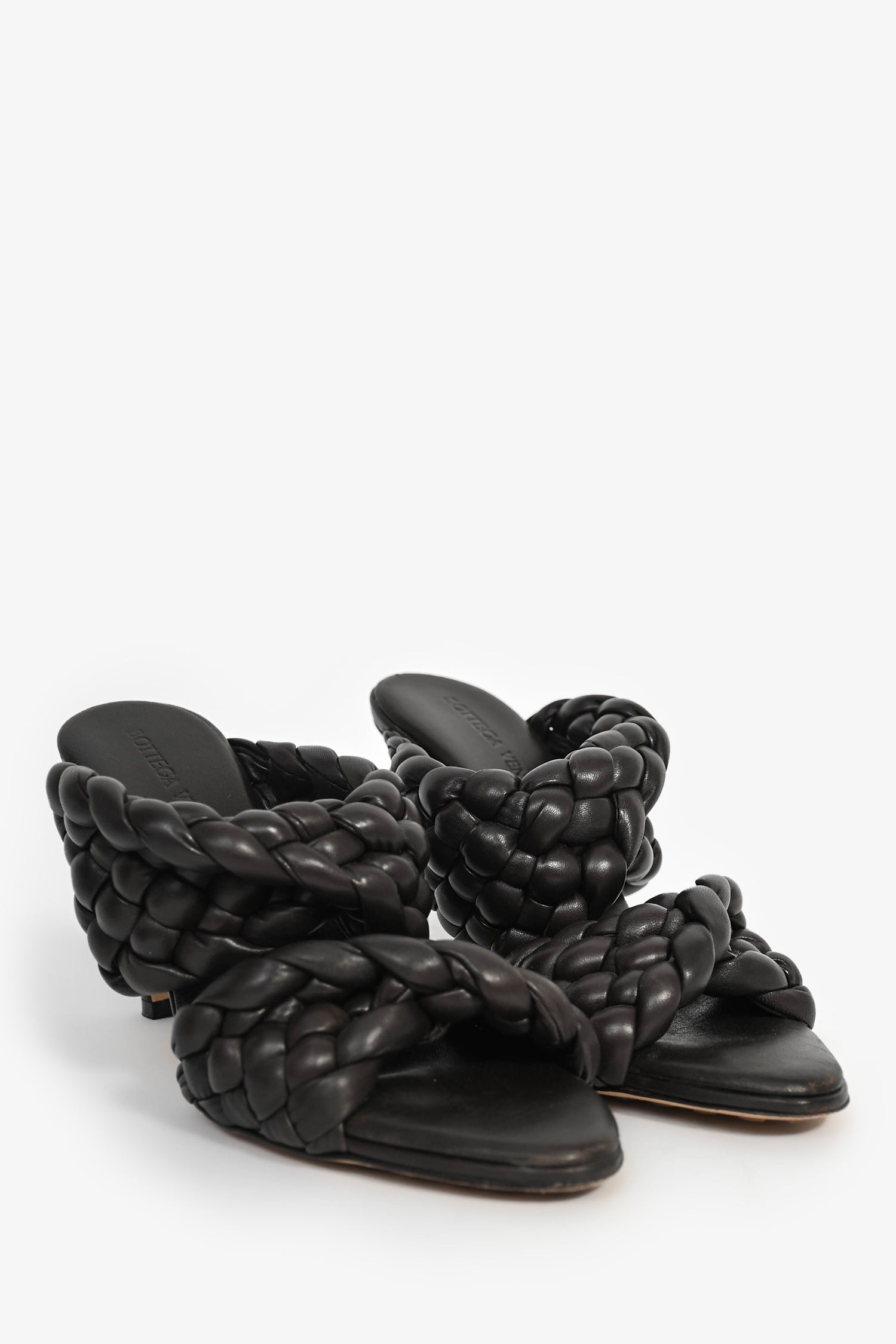 Bottega Veneta Brown Intreccio Leather 'Curve' Heels Size 36