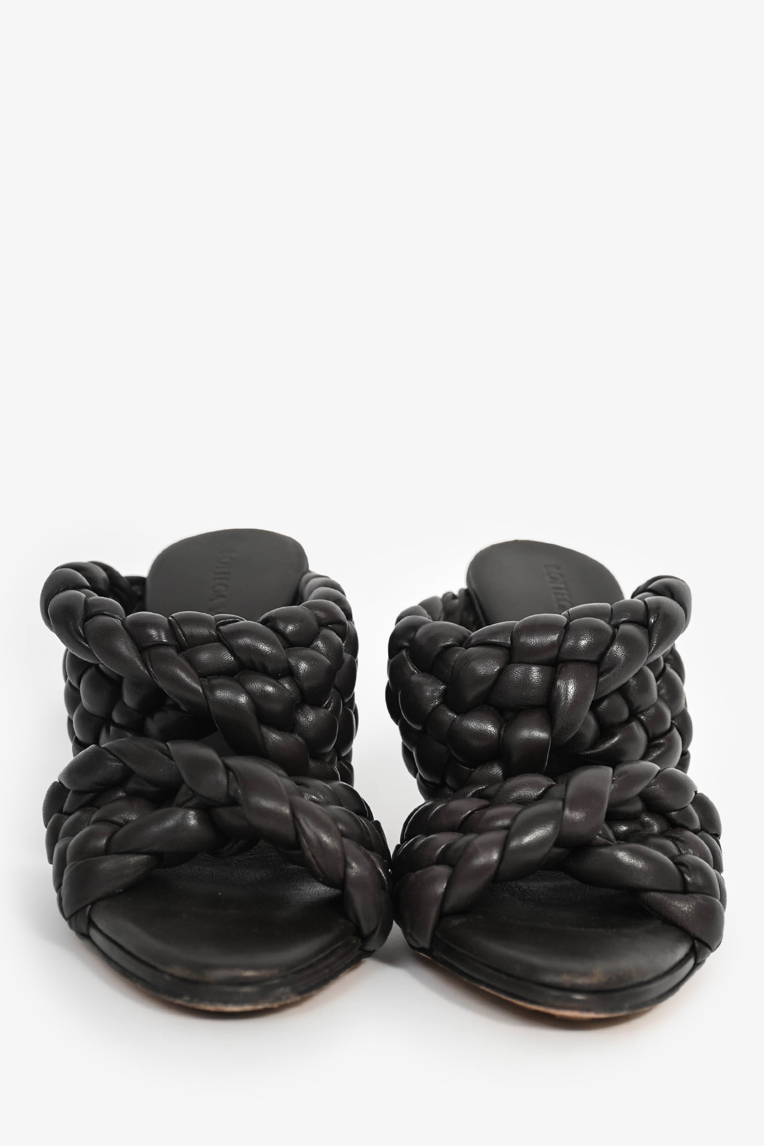 Bottega Veneta Brown Intreccio Leather 'Curve' Heels Size 36